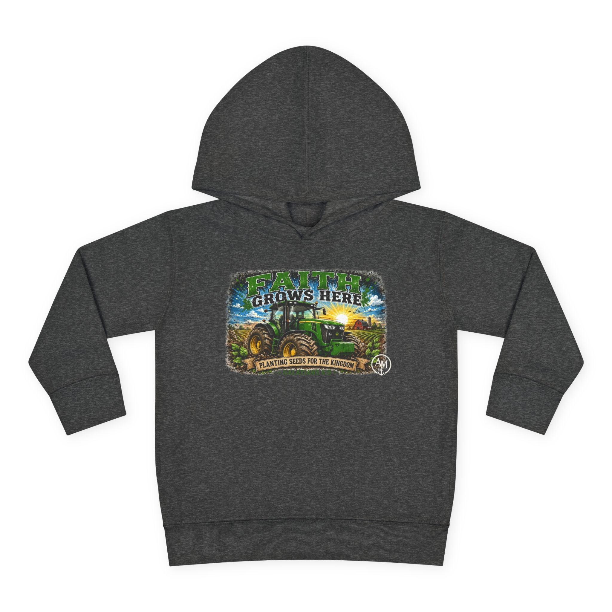 Toddler Hoodie — "Faith Grows Here" Tractor Farm Pullover