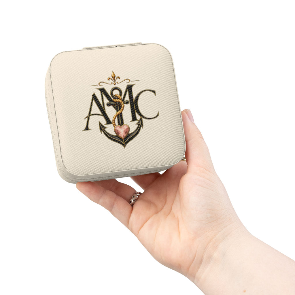 Anchored Mama Monogram Travel Jewelry Case | Compact Jewelry Organizer