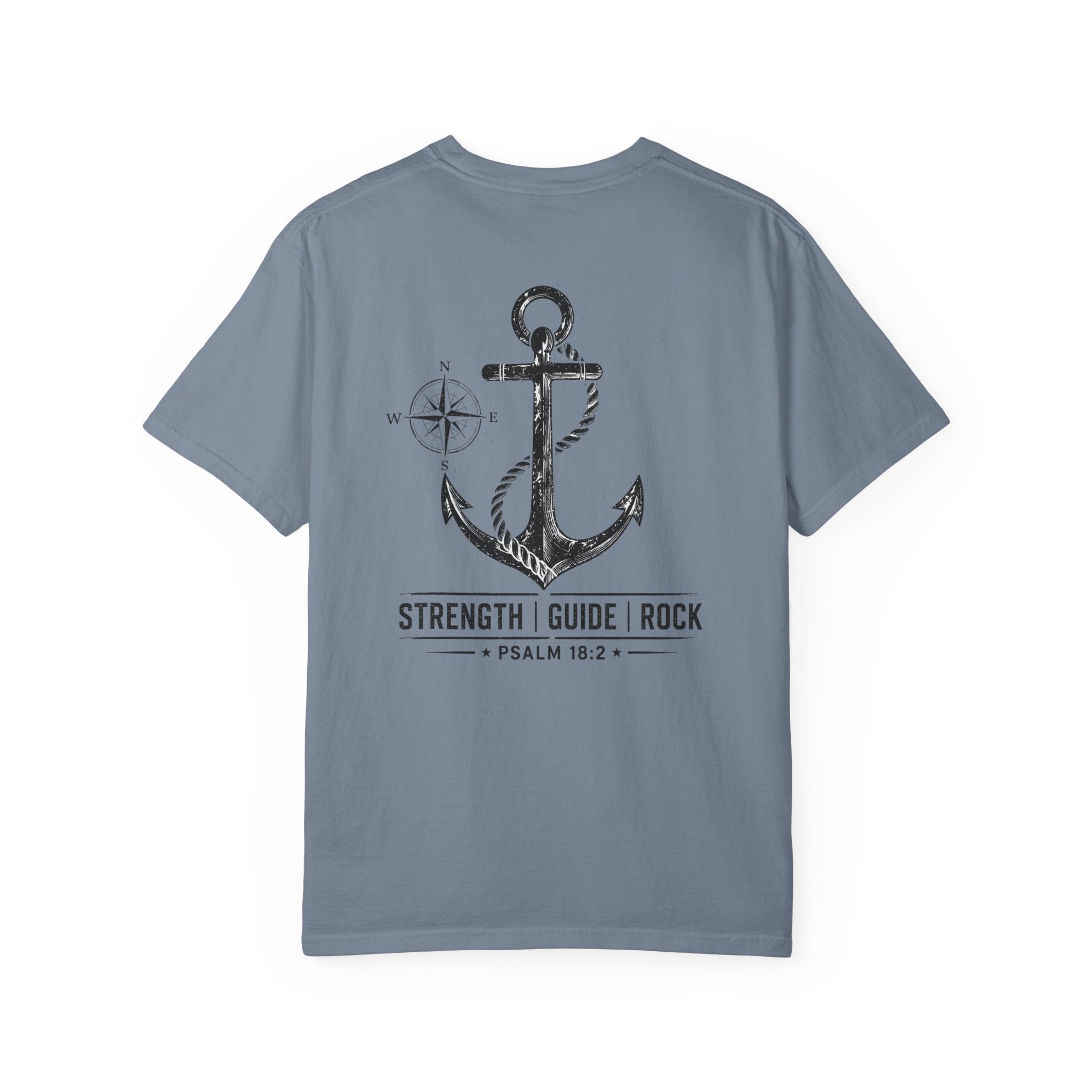 Anchor Graphic T-Shirt — "Strength Guide Rock" Psalm 18:2 Christian Outfitters Tee