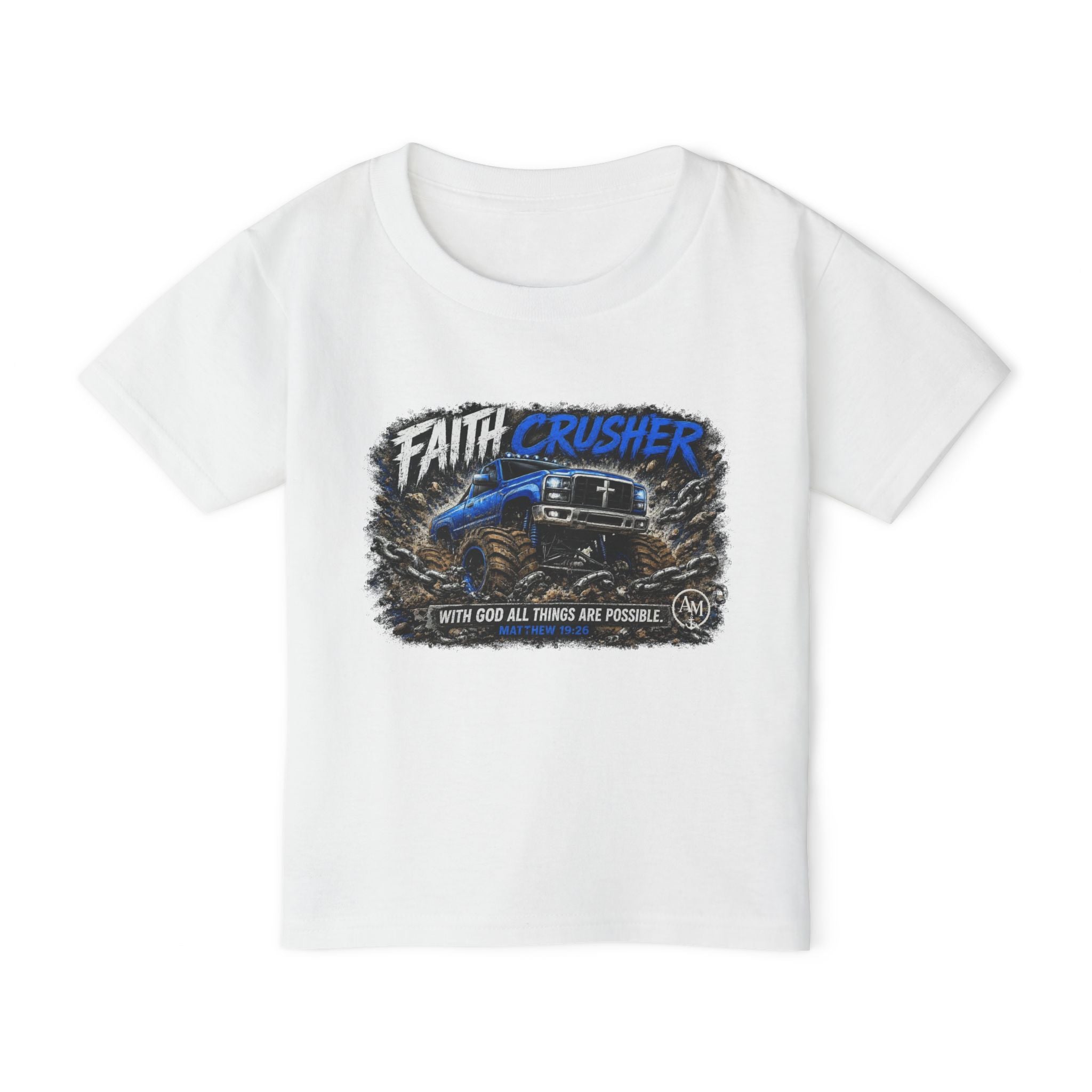 Toddler T-Shirt — "Faith Crusher" Monster Truck Christian Graphic