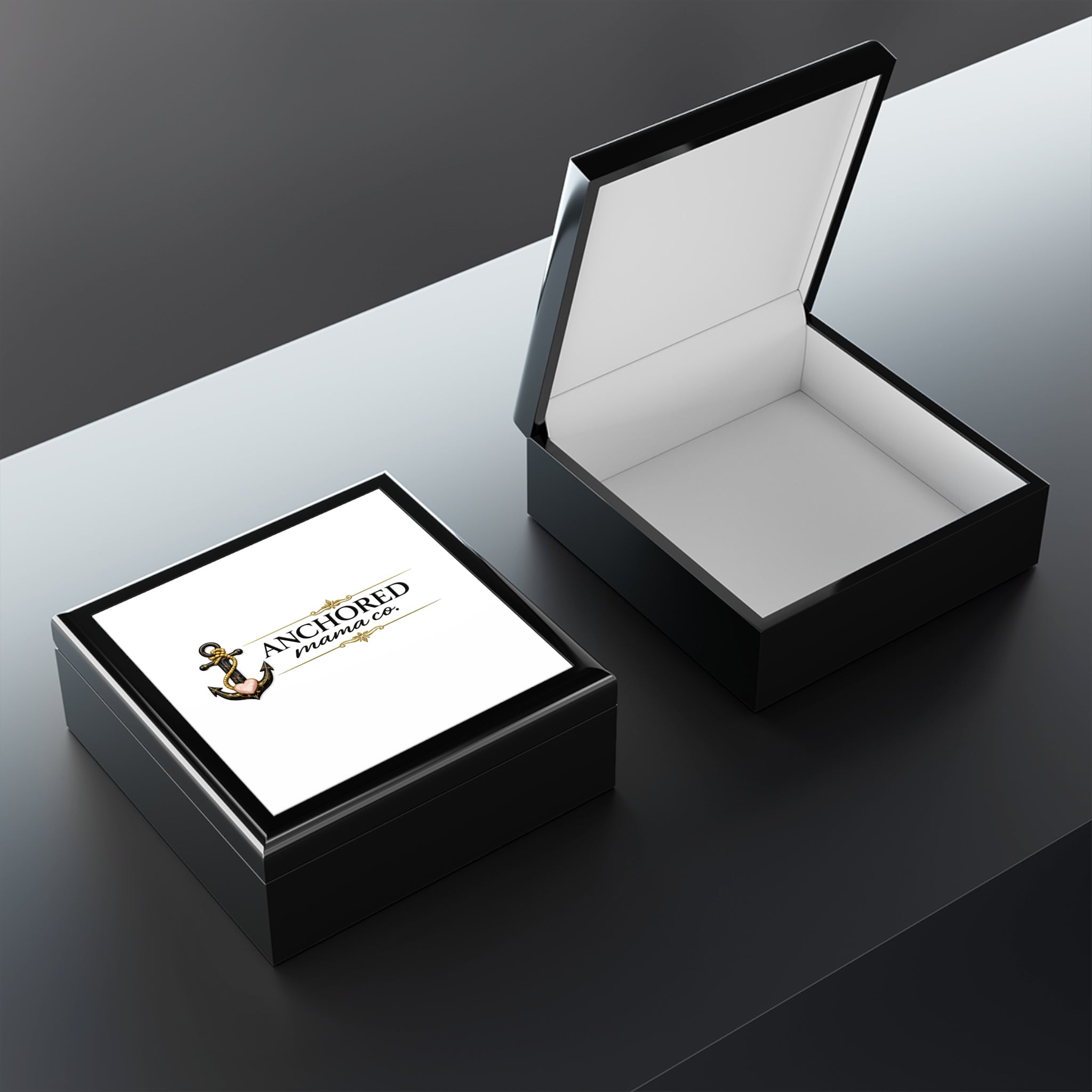 Anchored Mama Heirloom Jewelry Box | Wooden Keepsake Box with Ceramic Lid