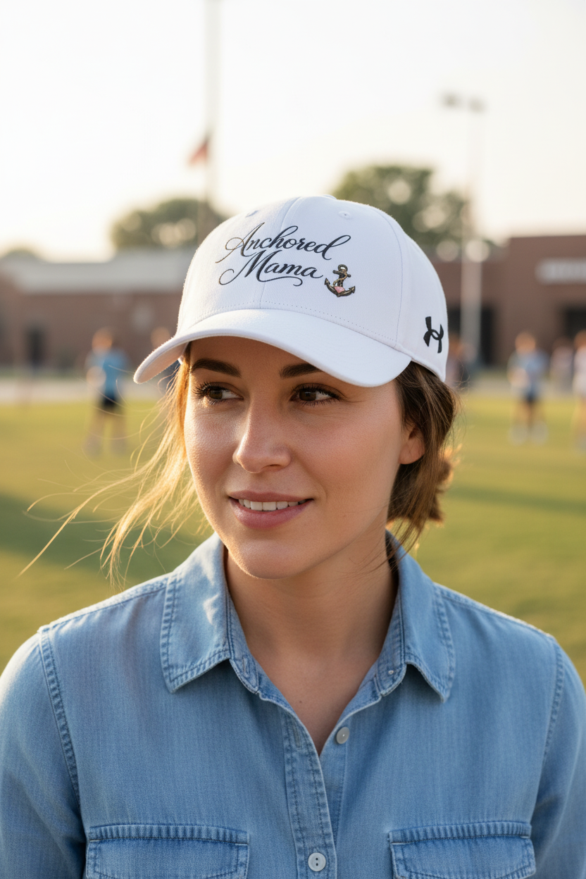Anchored Mama Baseball Cap – Nautical Mom Hat with Anchor Accent
