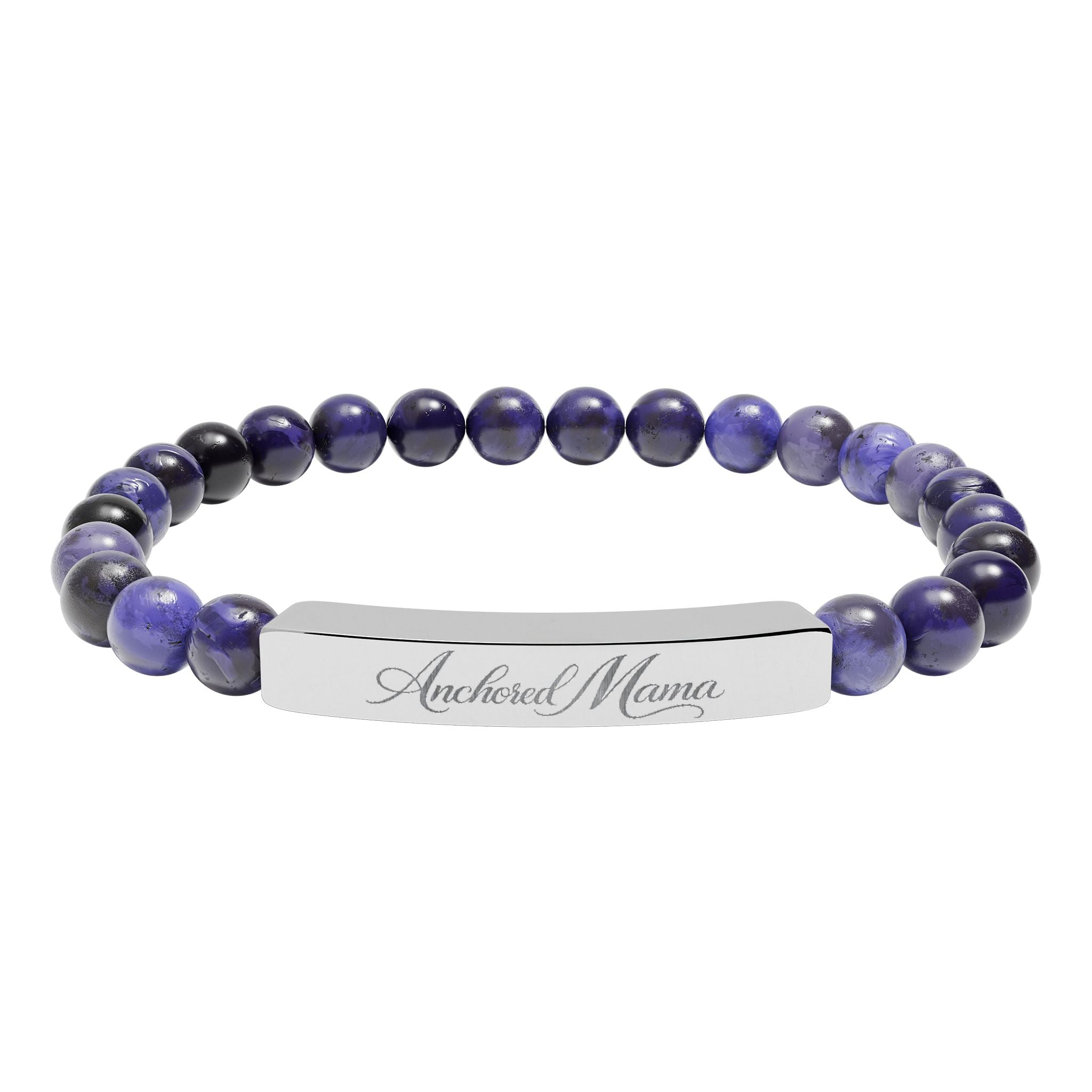 Engravable Natural Stone Stretch Bar Bracelet | Anchored Mama Co.