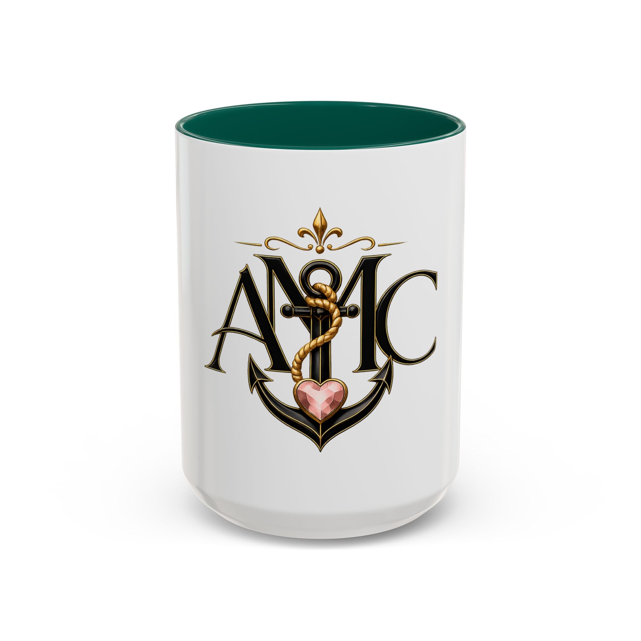 Anchor Heart Monogram Ceramic Mug | Anchored Mama Co. | 11oz & 15oz Coffee Cup