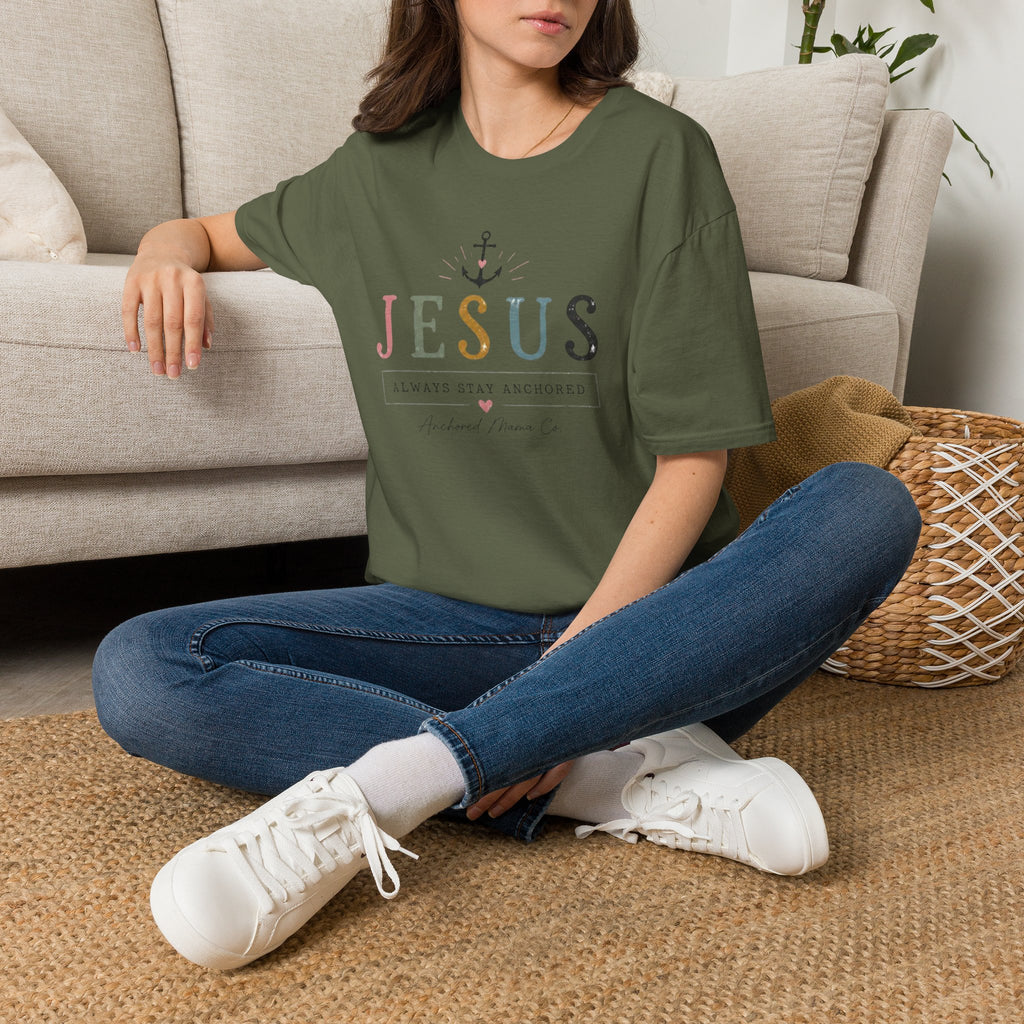 Christian T-Shirt — "Jesus: Always Stay Anchored" Inspirational Faith Tee