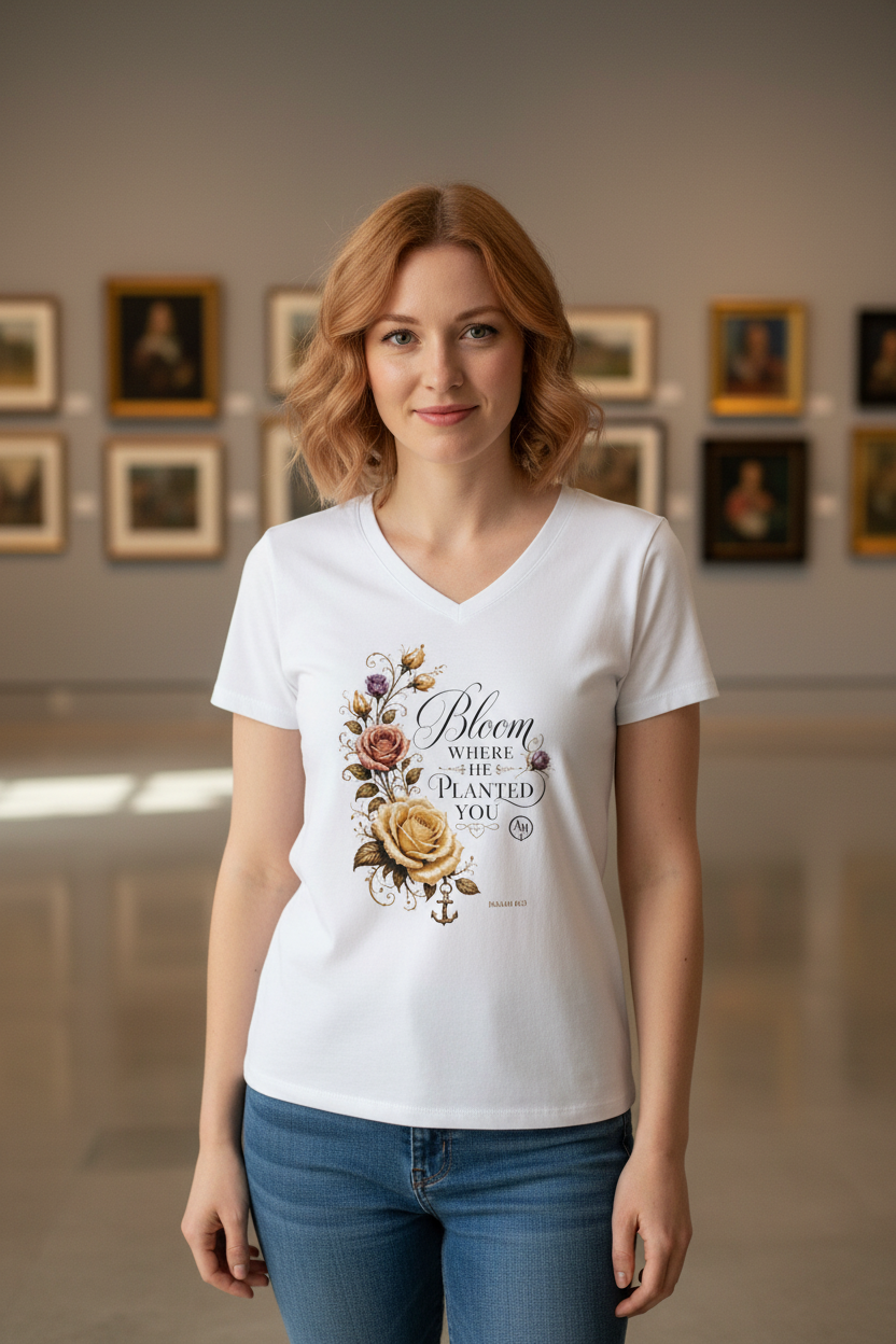 Bloom Where You’re Planted V-Neck Tee