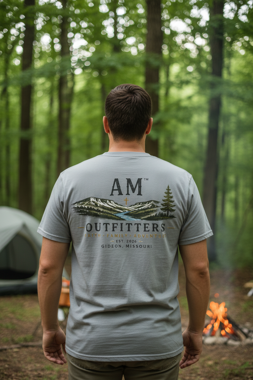 AM Outfitters Graphic T-Shirt — Mountain & Tree Adventure Tee