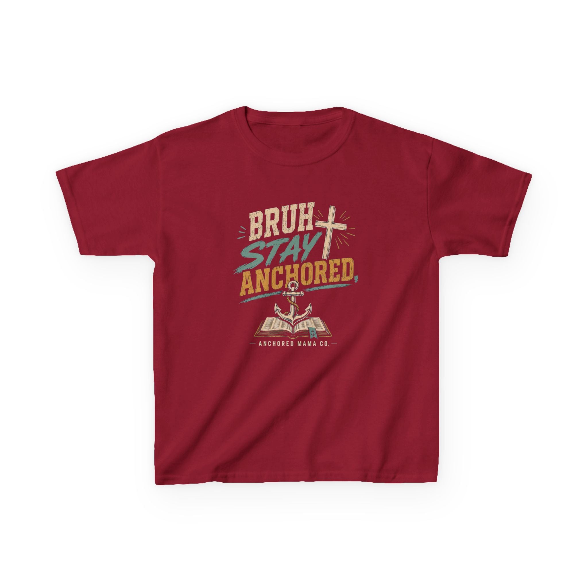 Kids T-Shirt — “Bruh Stay Anchored” Nautical Faith Graphic Tee