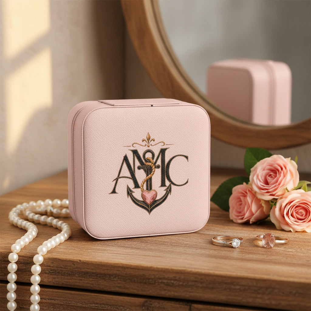 Anchored Mama Monogram Travel Jewelry Case | Compact Jewelry Organizer