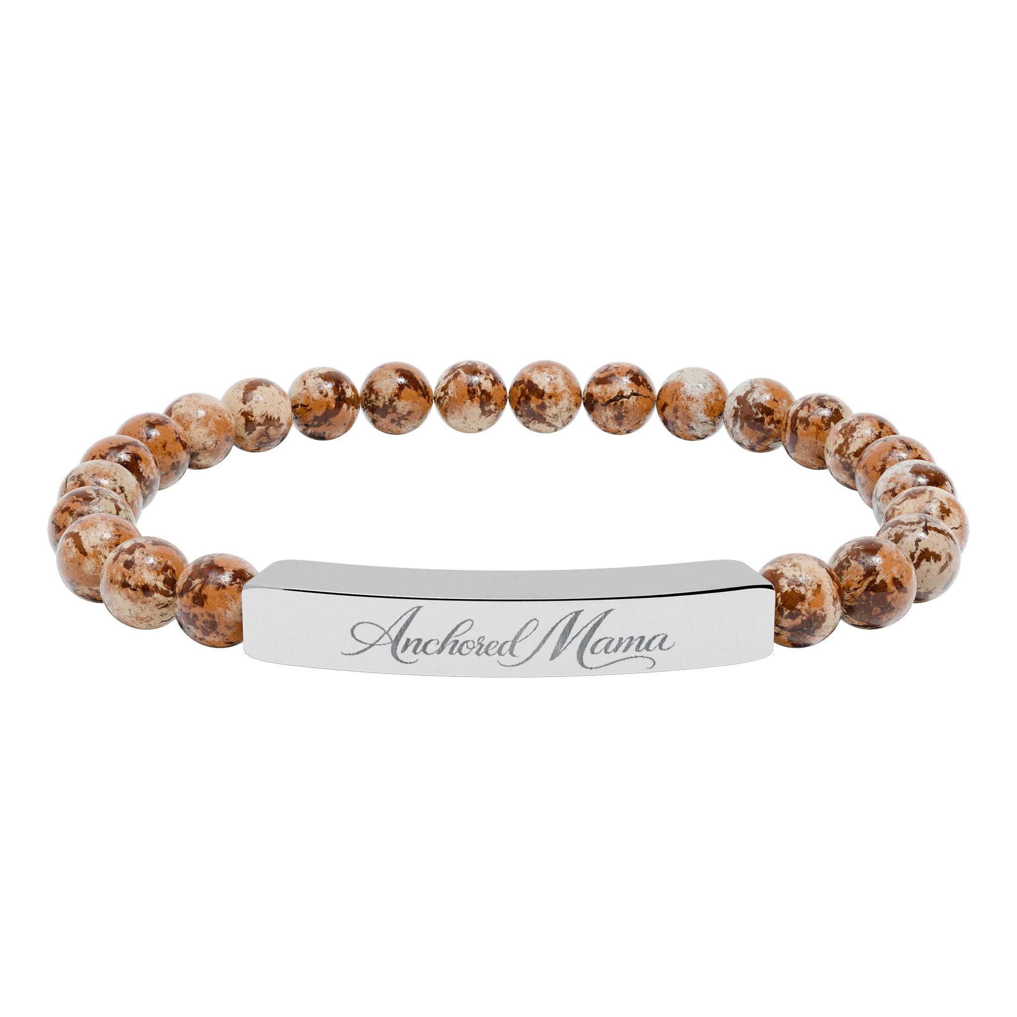 Engravable Natural Stone Stretch Bar Bracelet | Anchored Mama Co.