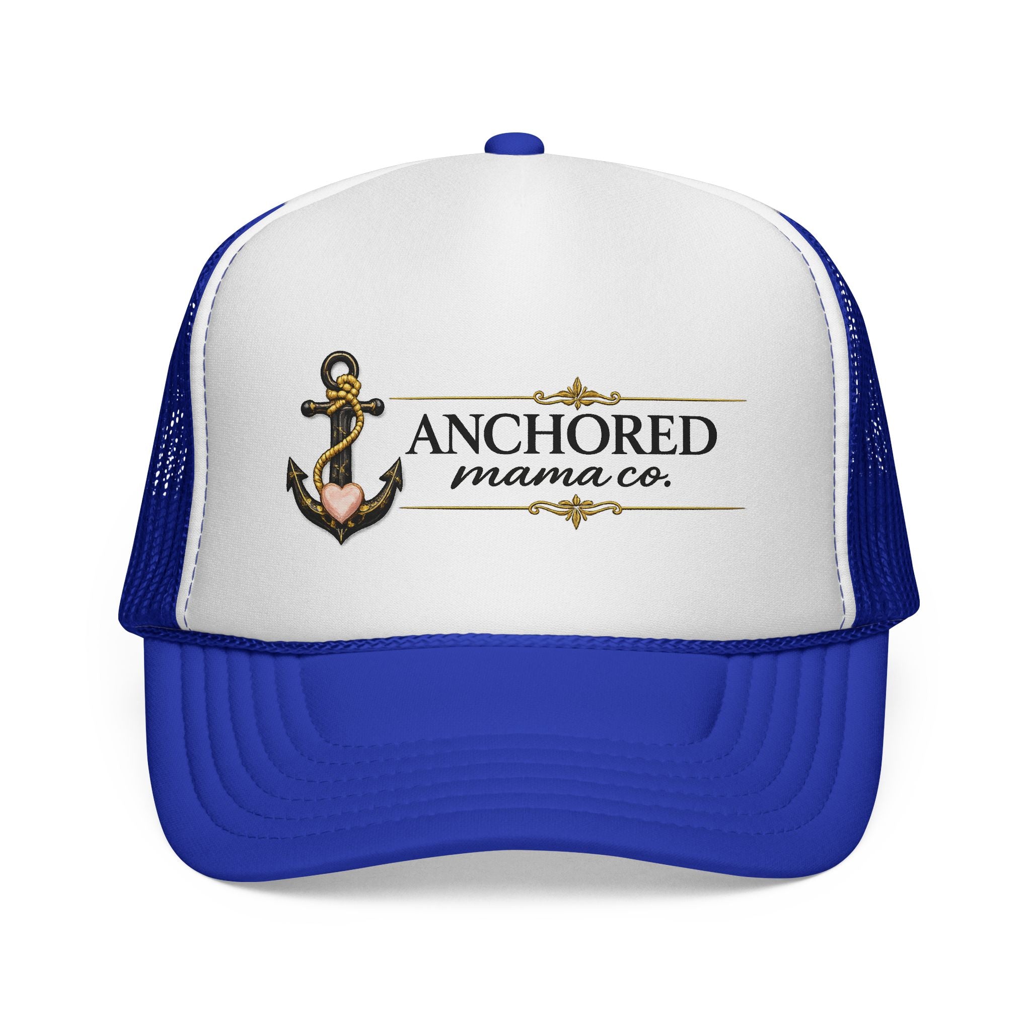 Anchored Mama Co. Trucker Hat – Vintage Anchor Mesh Cap for Christian Moms