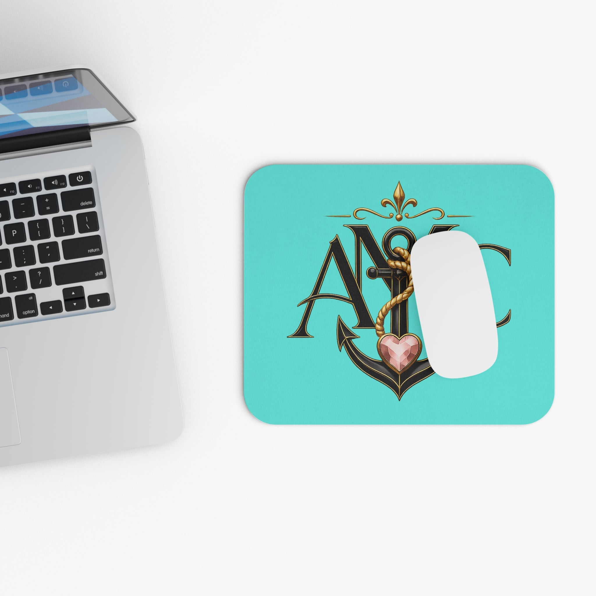 Anchored Mama Co. Crest Mouse Pad | Christian Anchor Desk Accessory