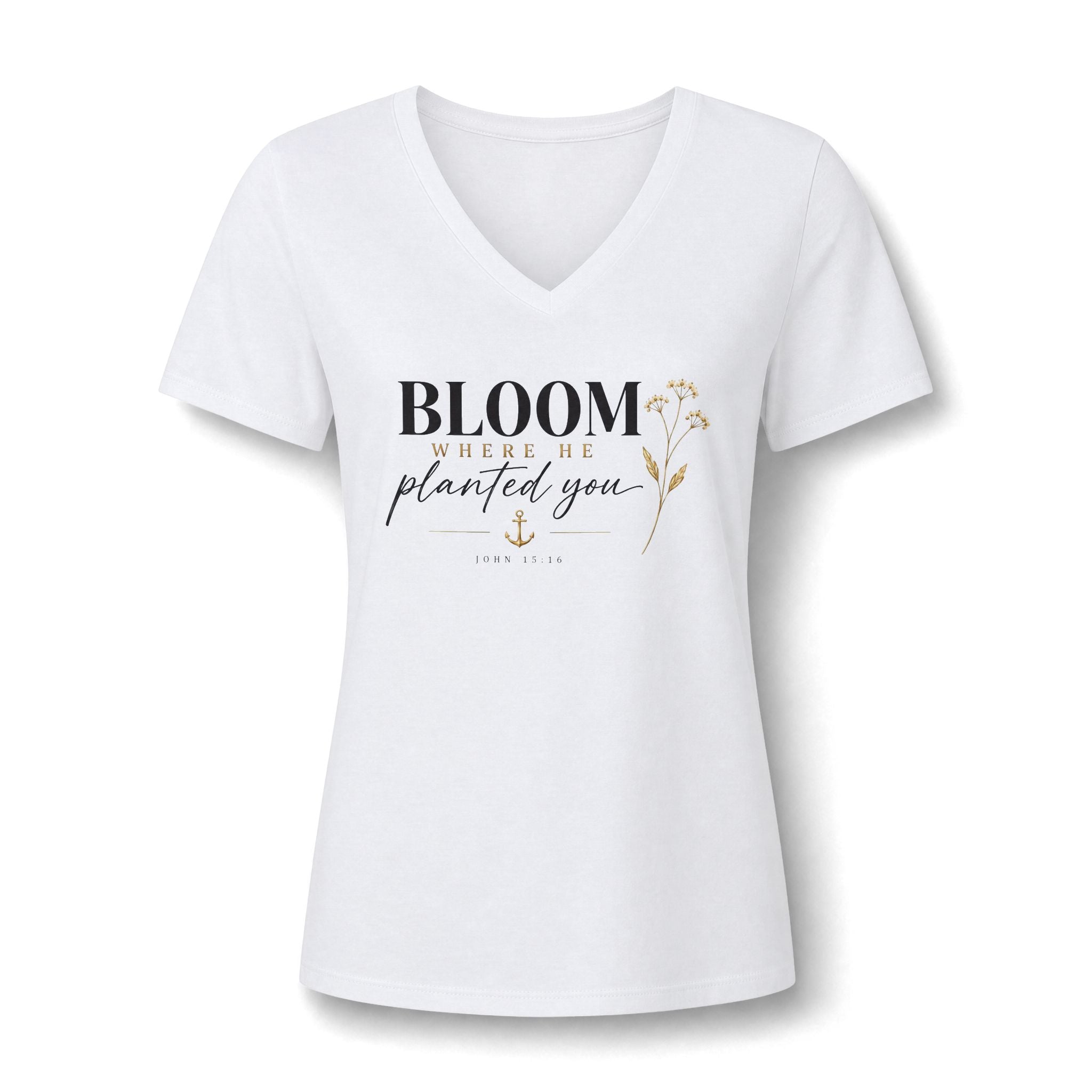 Bloom Where He Planted You V-Neck Tee