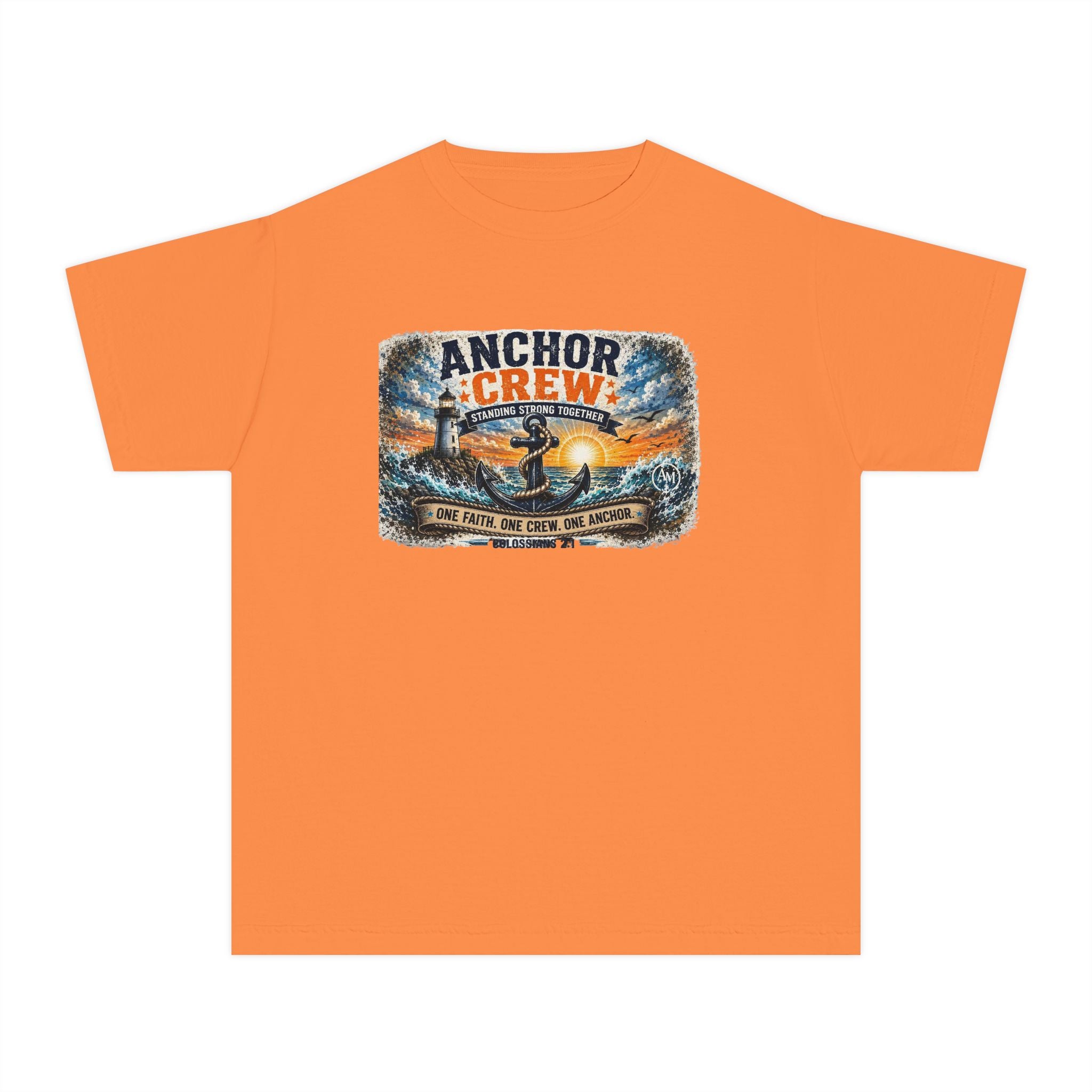 Anchor Crew Youth Tee — Nautical Kids Shirt with Anchor Sunset Graphic