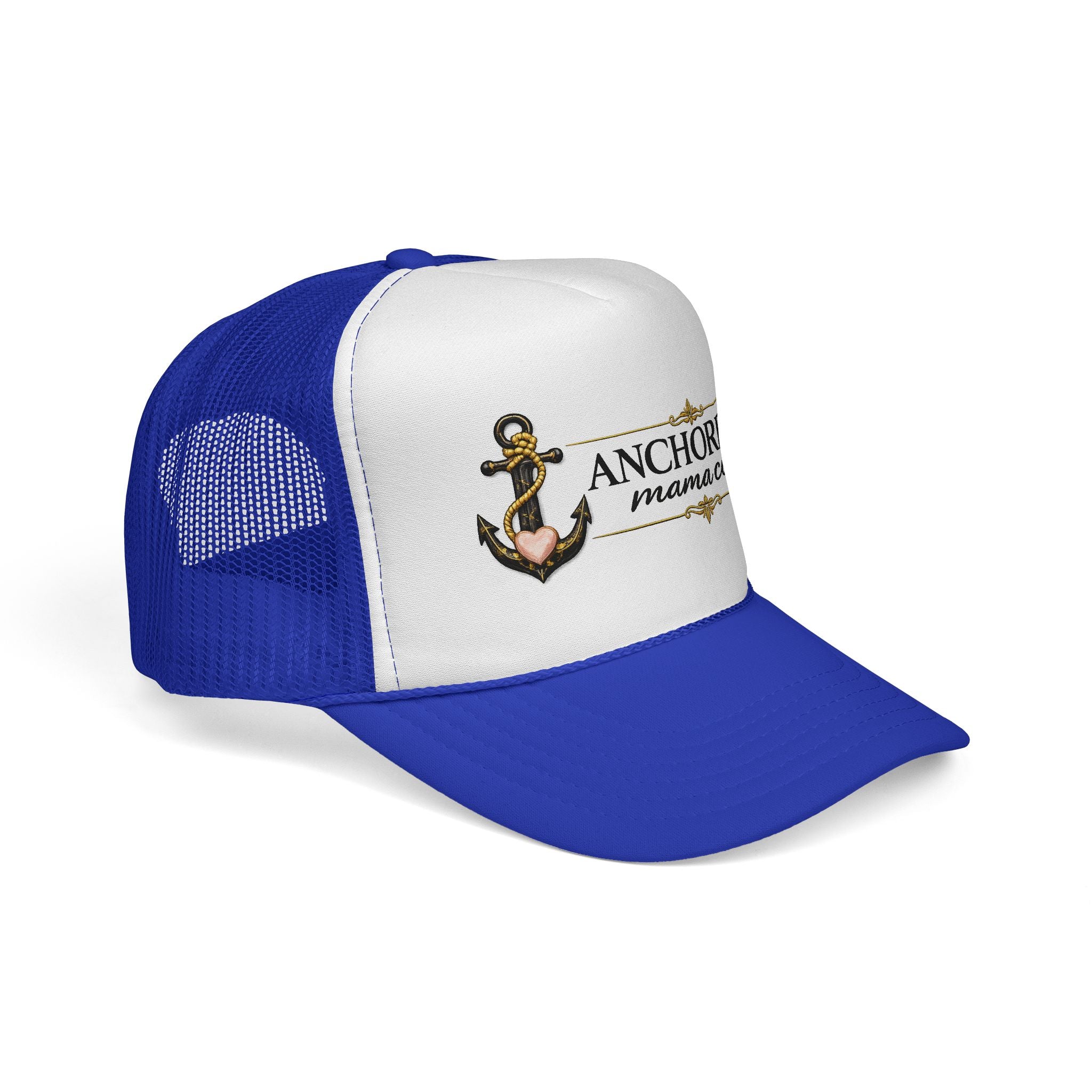 Anchored Mama Co. Trucker Hat – Vintage Anchor Mesh Cap for Christian Moms