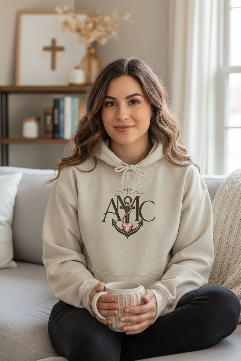 Vintage Monogram Hoodie | Anchored Mama Co.