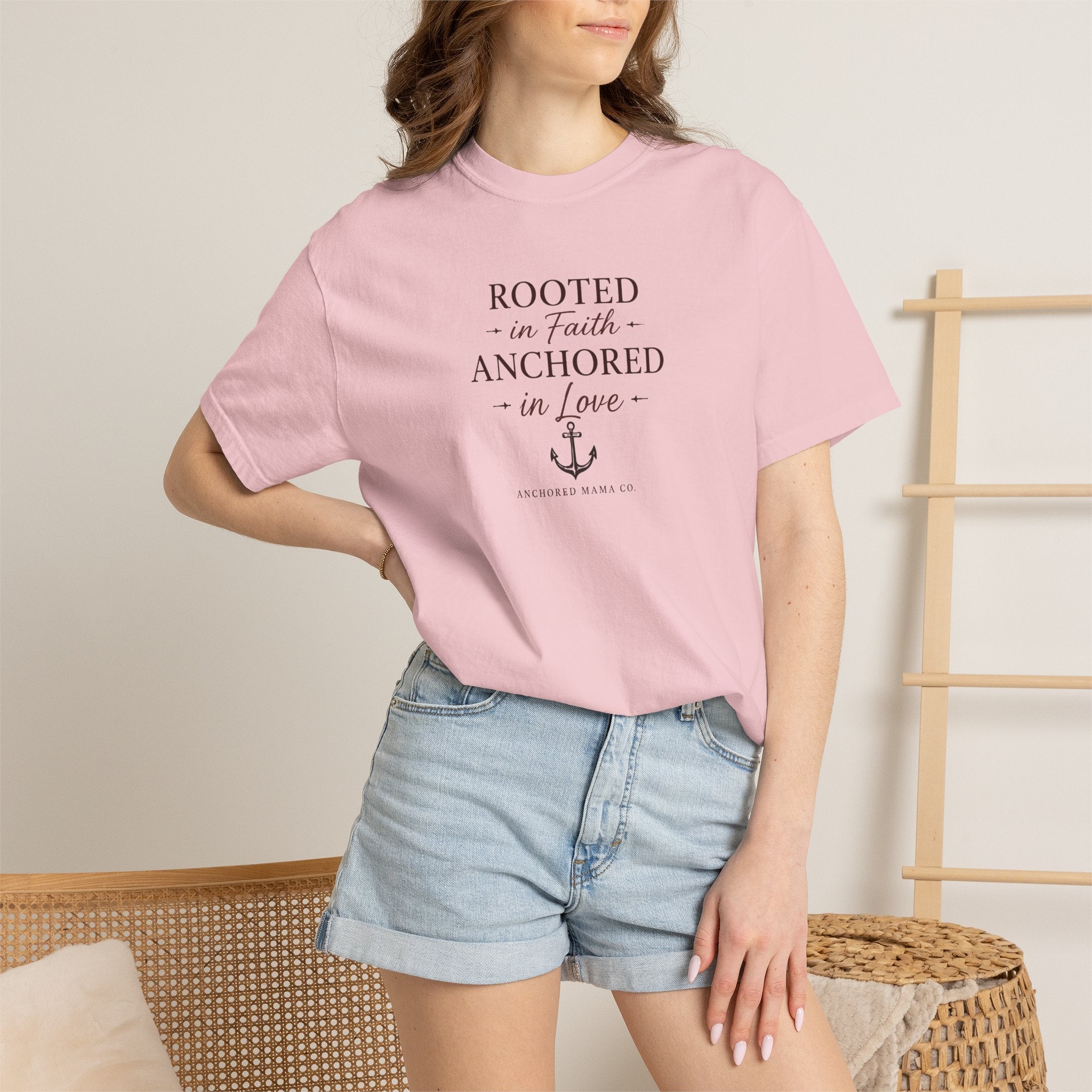 Rooted in Faith Anchored in Love T-Shirt — Christian Anchor Graphic Tee