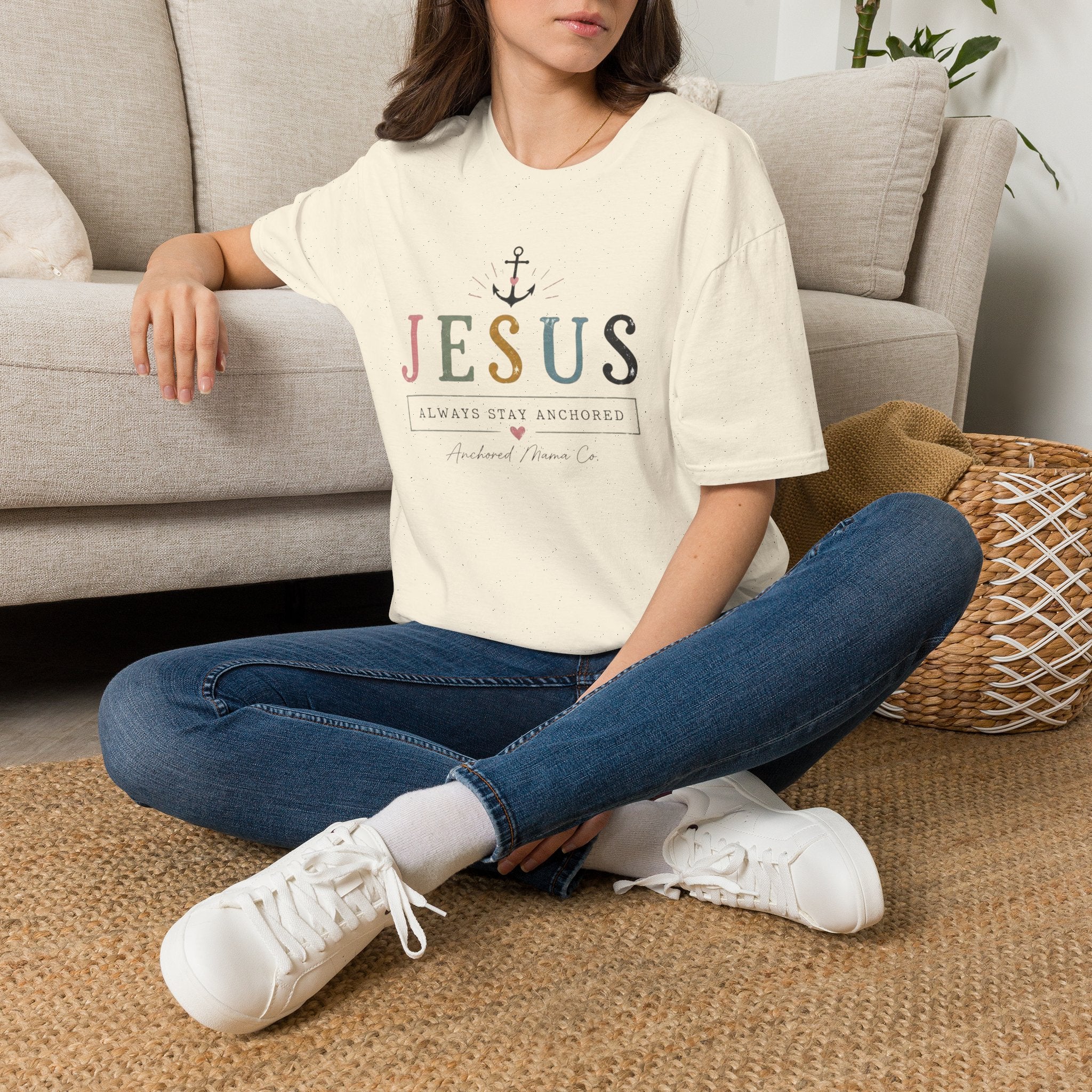 Christian T-Shirt — "Jesus: Always Stay Anchored" Inspirational Faith Tee