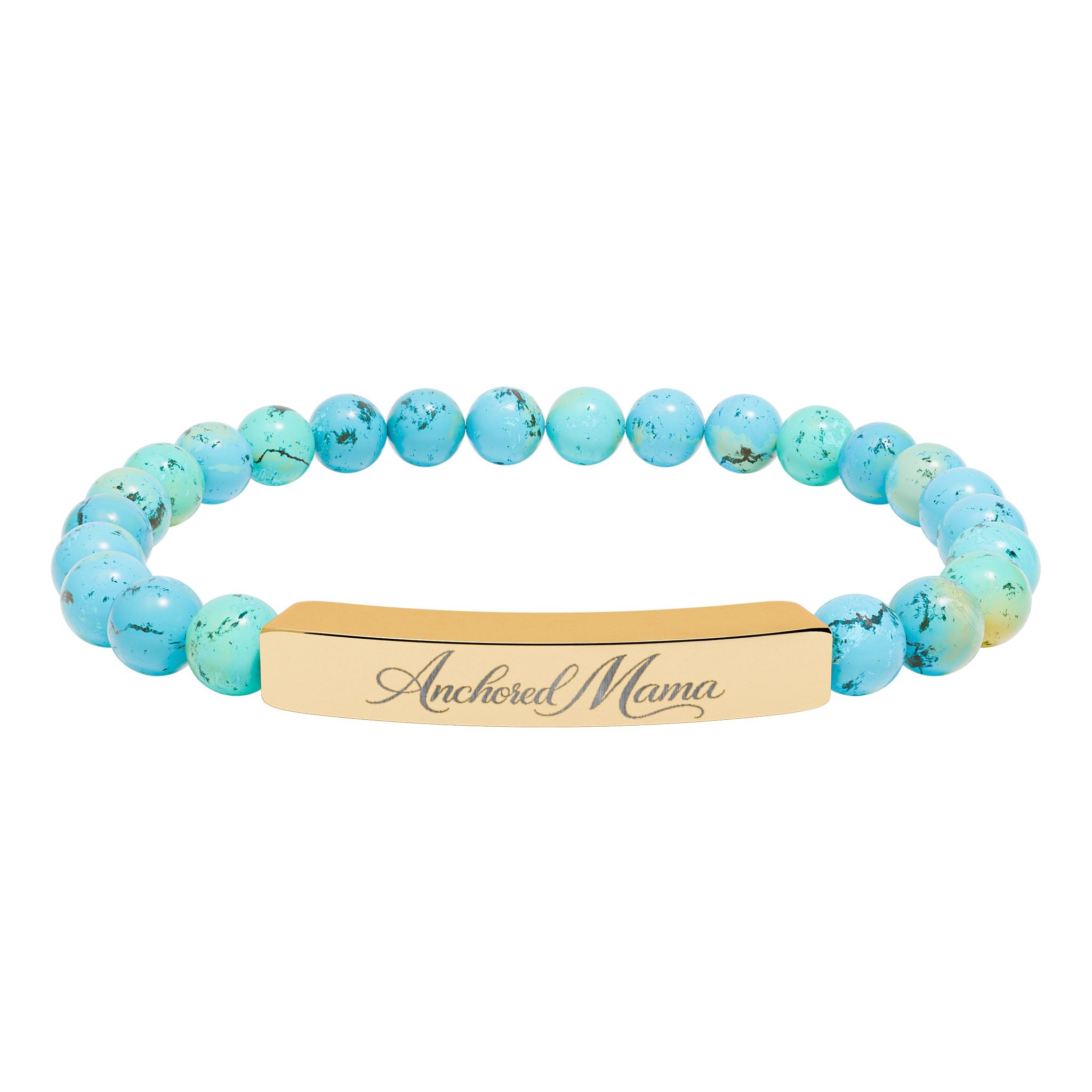 Engravable Natural Stone Stretch Bar Bracelet | Anchored Mama Co.