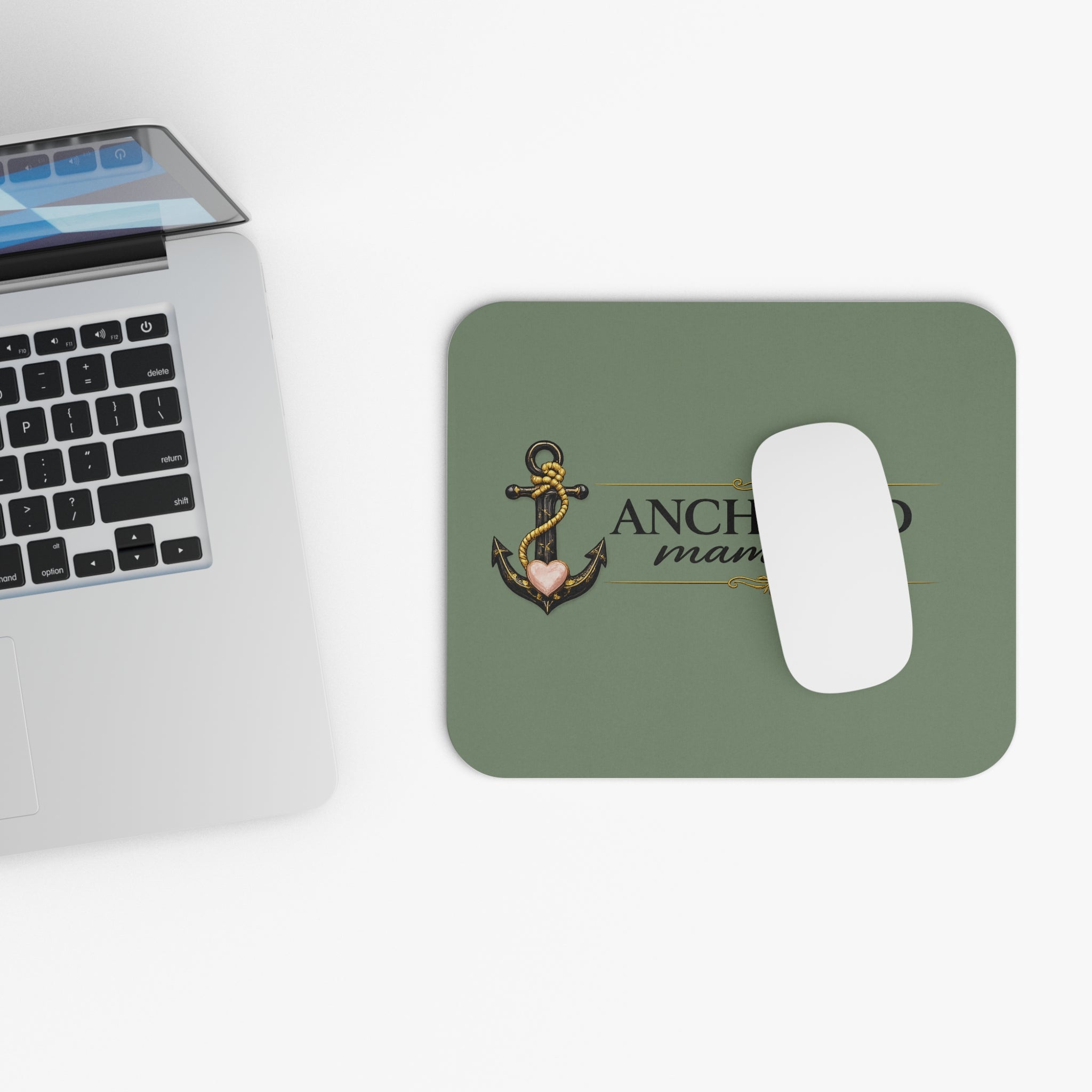 Anchored Mama Co. Anchor Mouse Pad | Christian Office Desk Accessory