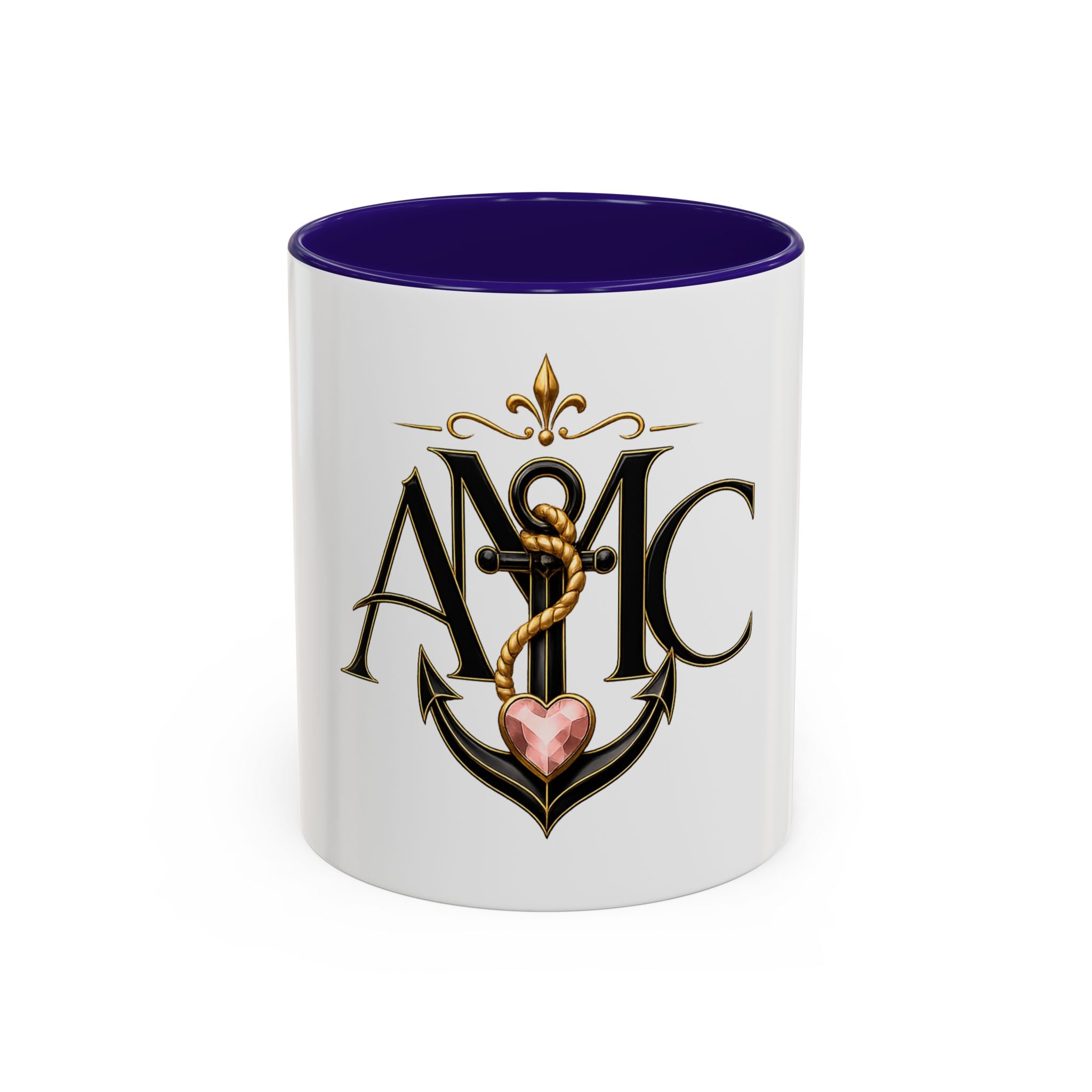 Anchor Heart Monogram Ceramic Mug | Anchored Mama Co. | 11oz & 15oz Coffee Cup