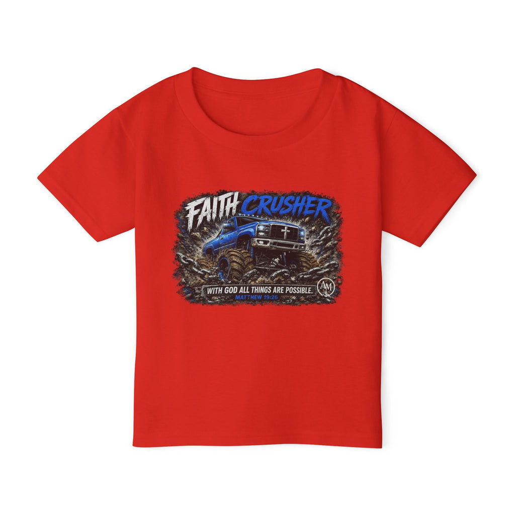 Toddler T-Shirt — "Faith Crusher" Monster Truck Christian Graphic
