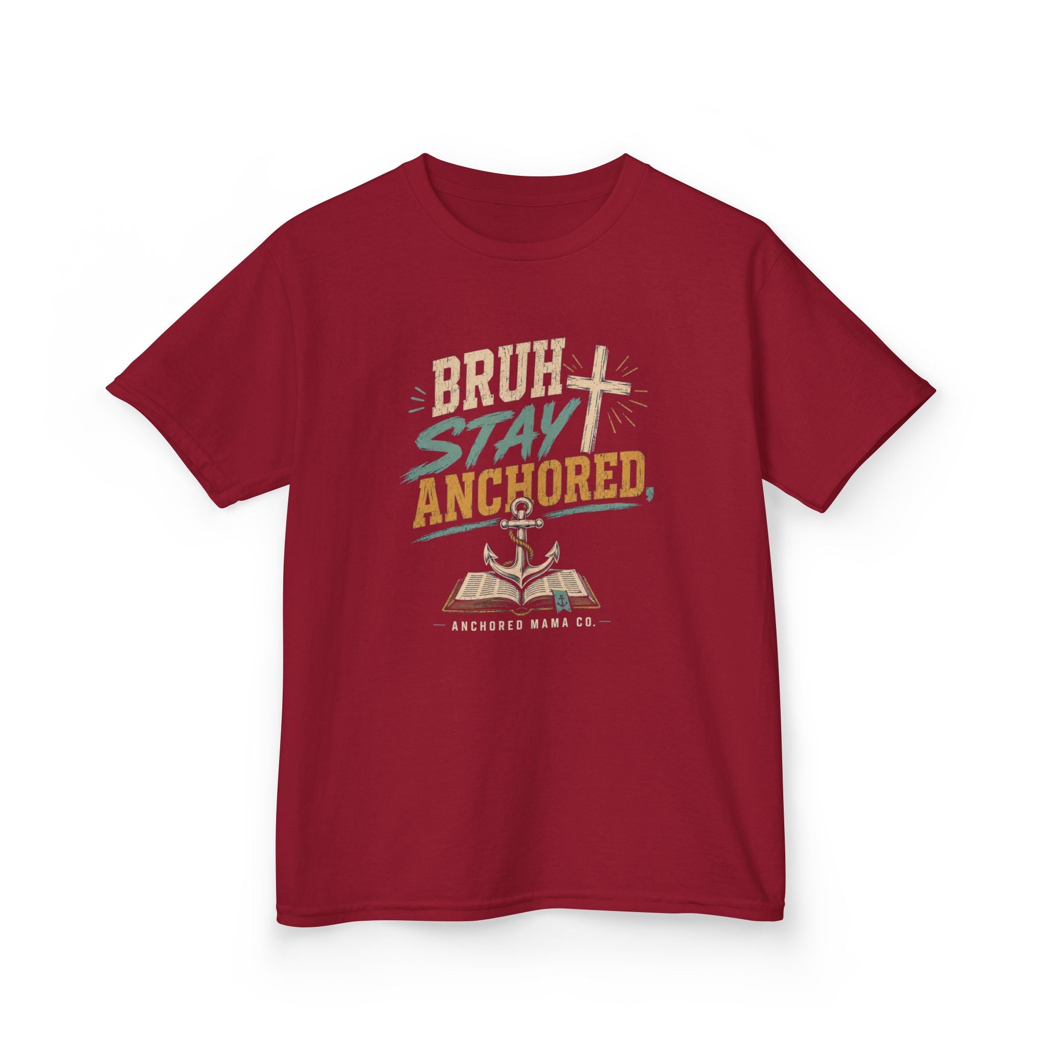 Kids T-Shirt — “Bruh Stay Anchored” Nautical Faith Graphic Tee