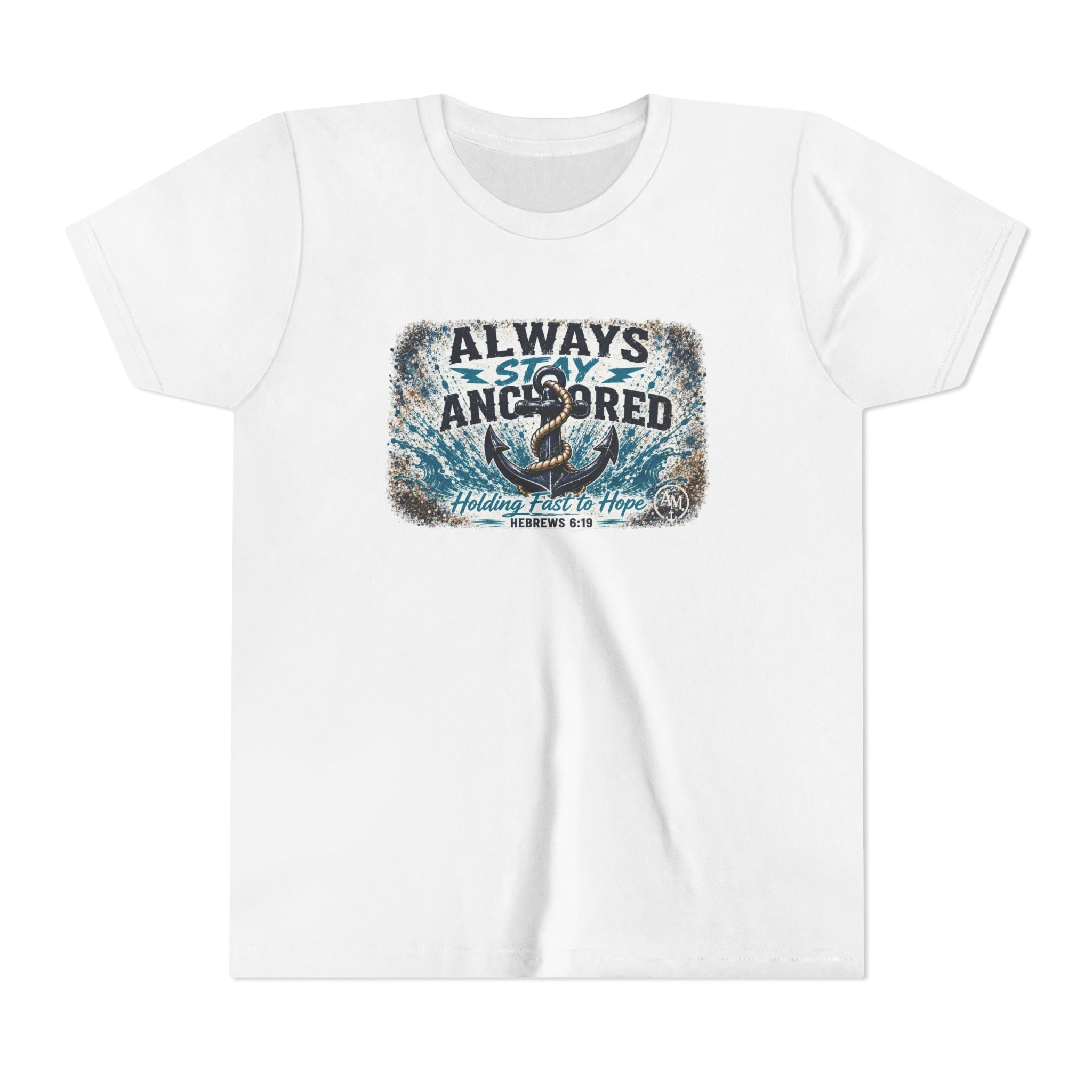 Youth Tee — "Always Stay Anchored" Nautical Anchor Graphic Kids Shirt