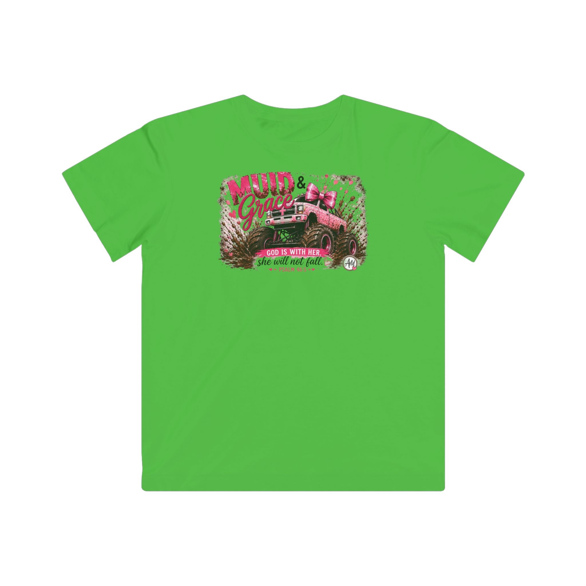 Kids Mud & Gracie Off‑Road Truck Tee — Pink Girls’ Dirt Bike Adventure Shirt
