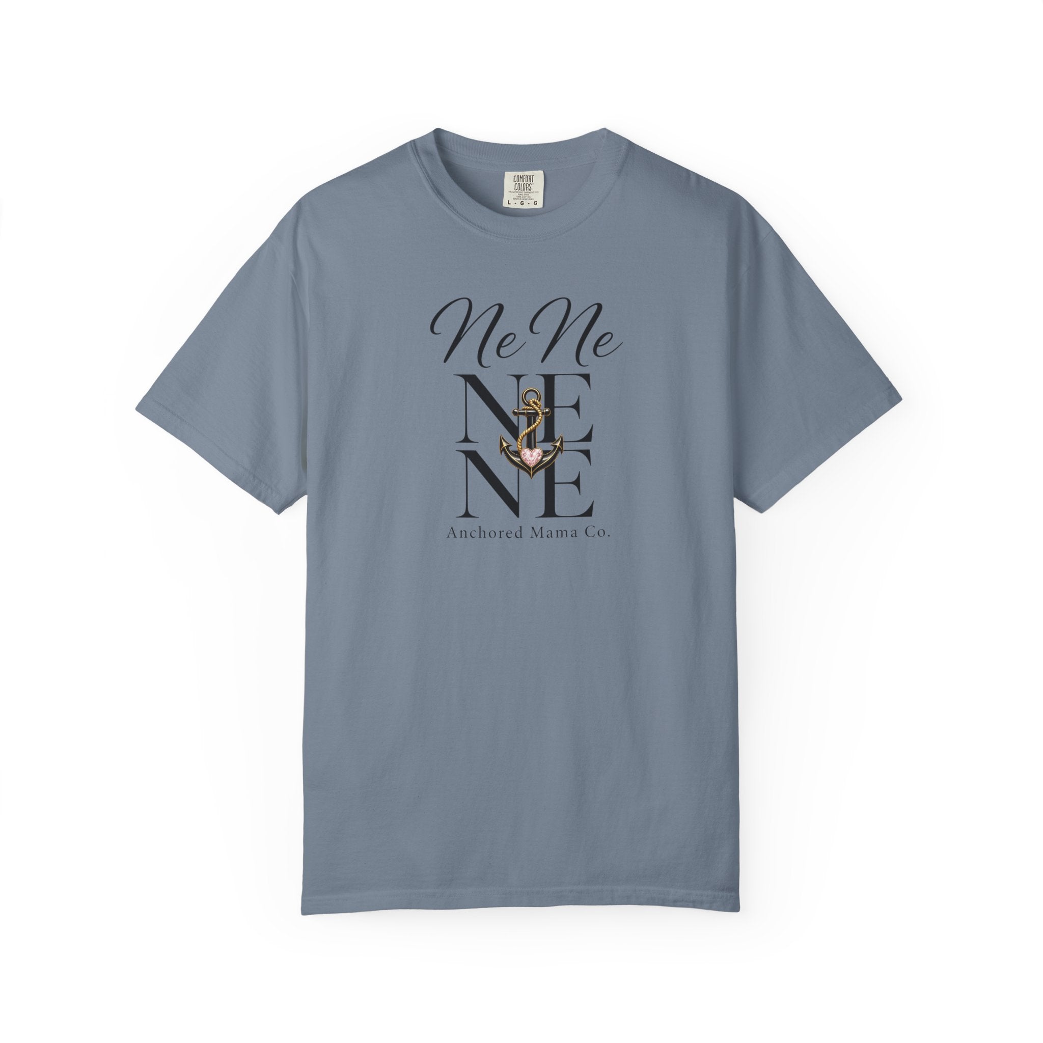 NeNe Script Monogram T-Shirt — Floral Anchor Mom Design