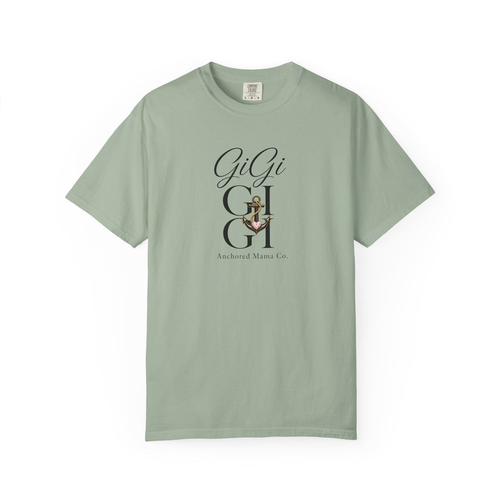 GiGi Monogram Graphic T‑Shirt — Vintage Neutral Tee with Script Logo