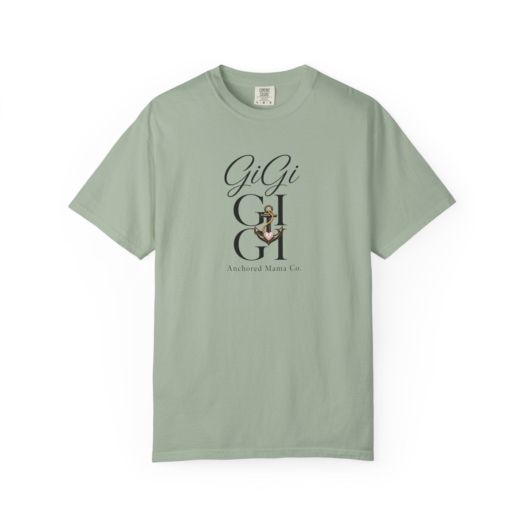 GiGi Monogram Graphic T‑Shirt — Vintage Neutral Tee with Script Logo