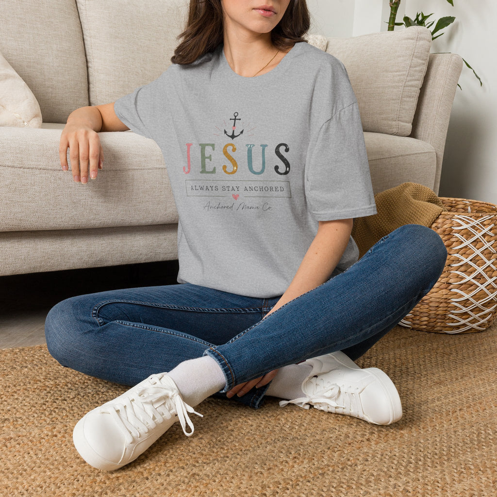Christian T-Shirt — "Jesus: Always Stay Anchored" Inspirational Faith Tee