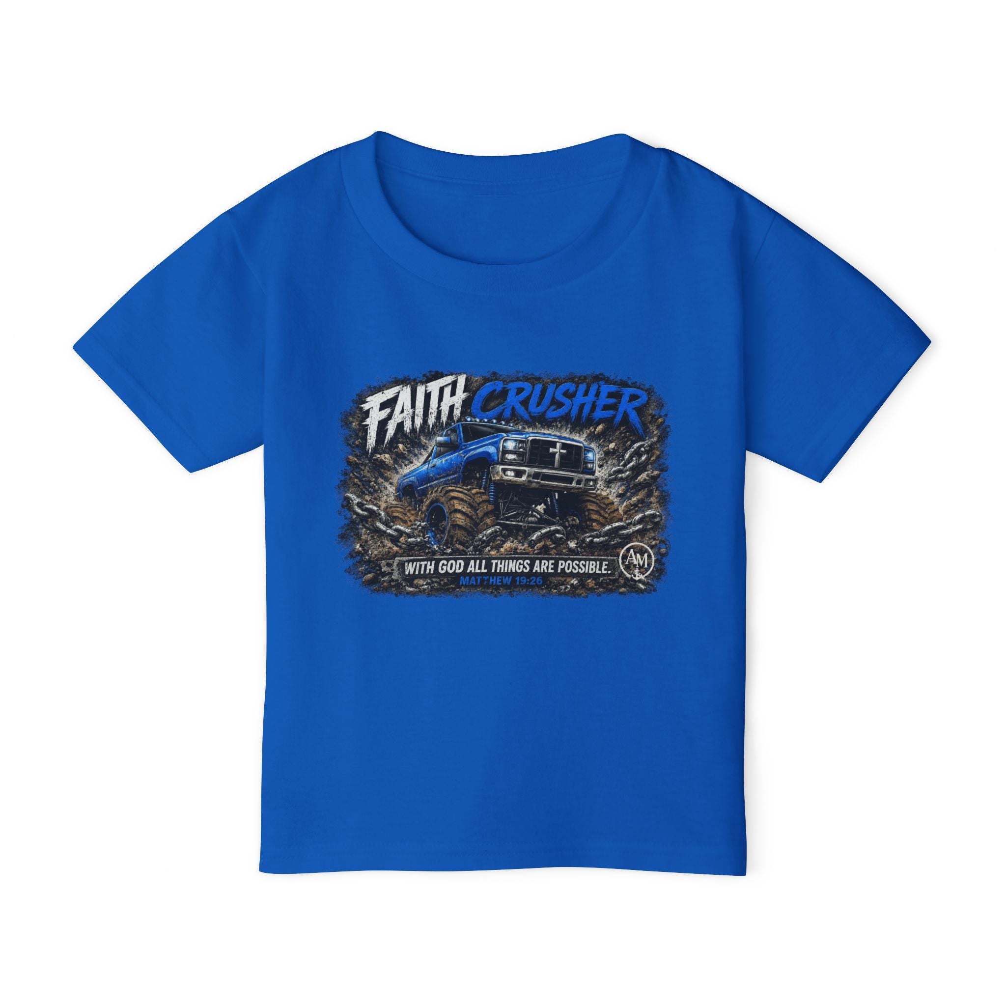 Toddler T-Shirt — "Faith Crusher" Monster Truck Christian Graphic