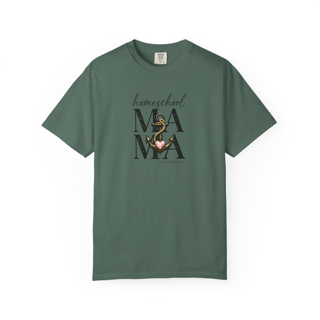 Homeschool Mama™ Floral Anchor T-Shirt | Christian Homeschool Mom Tee | Anchored Mama Studio
