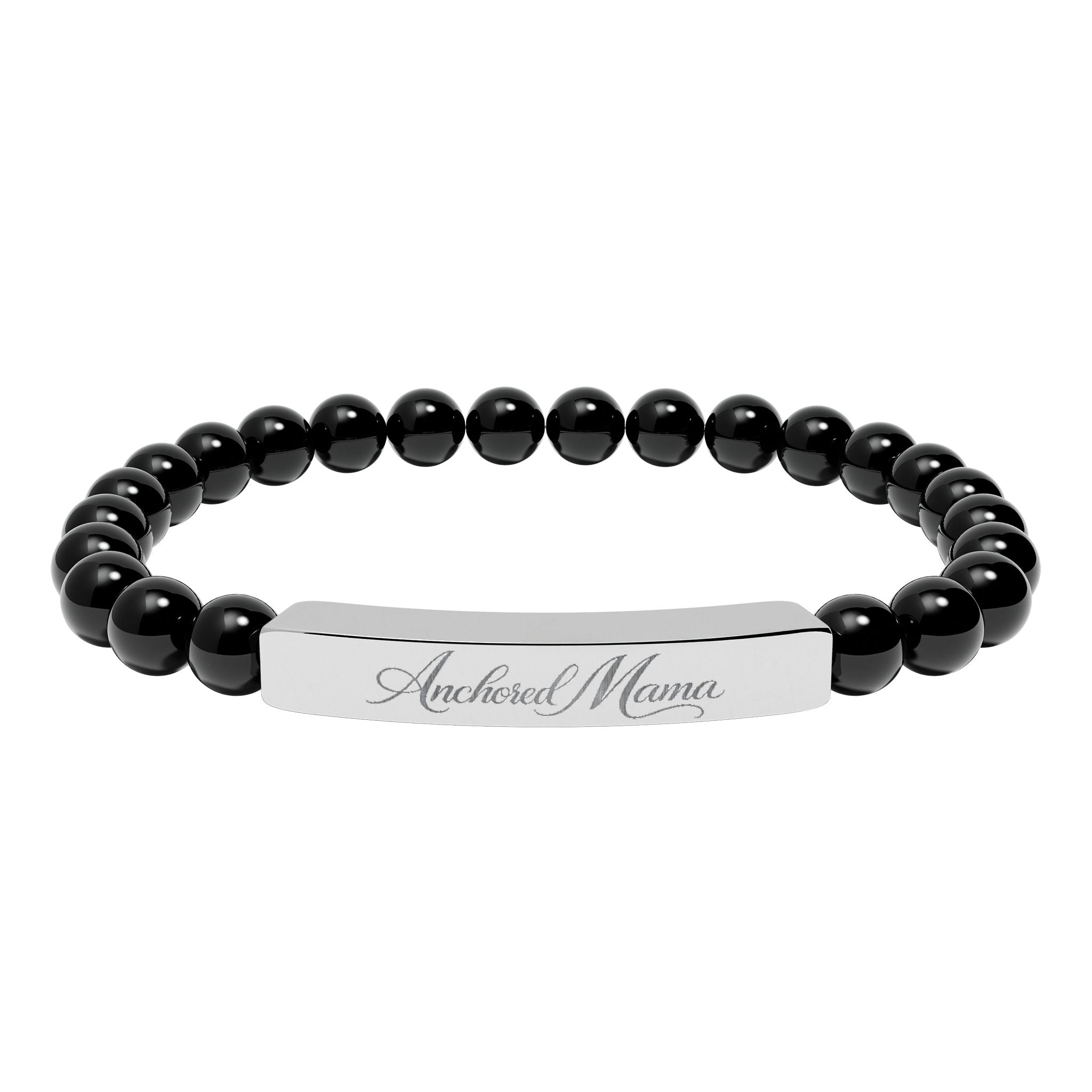 Engravable Natural Stone Stretch Bar Bracelet | Anchored Mama Co.