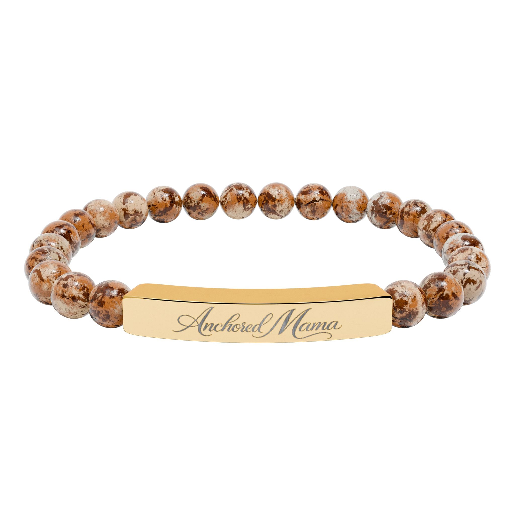 Engravable Natural Stone Stretch Bar Bracelet | Anchored Mama Co.