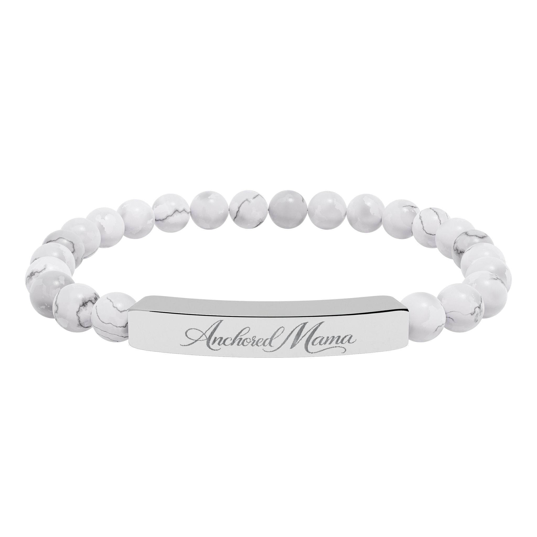 Engravable Natural Stone Stretch Bar Bracelet | Anchored Mama Co.
