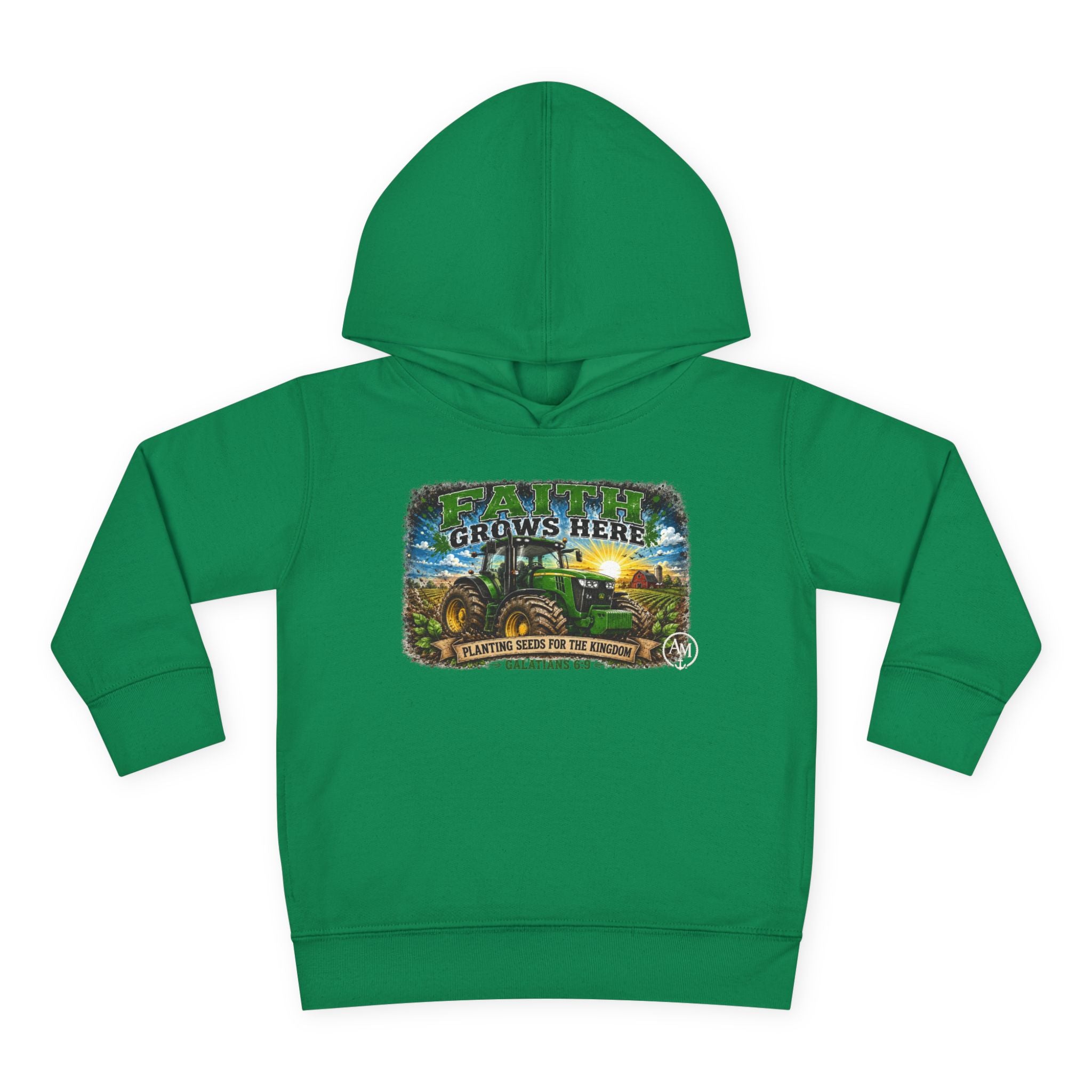 Toddler Hoodie — "Faith Grows Here" Tractor Farm Pullover