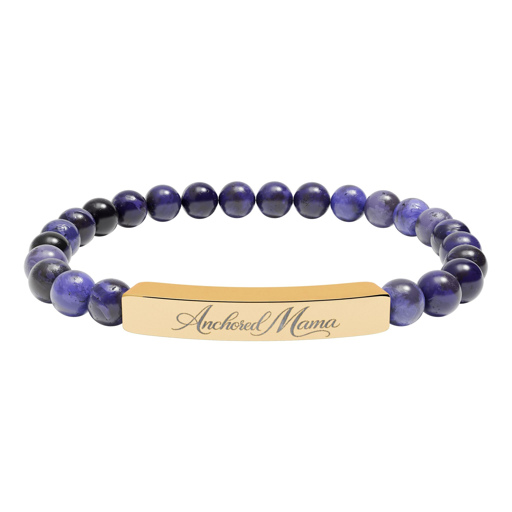 Engravable Natural Stone Stretch Bar Bracelet | Anchored Mama Co.