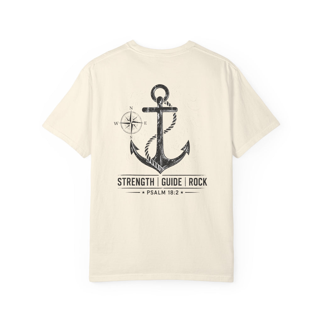 Anchor Graphic T-Shirt — "Strength Guide Rock" Psalm 18:2 Christian Outfitters Tee