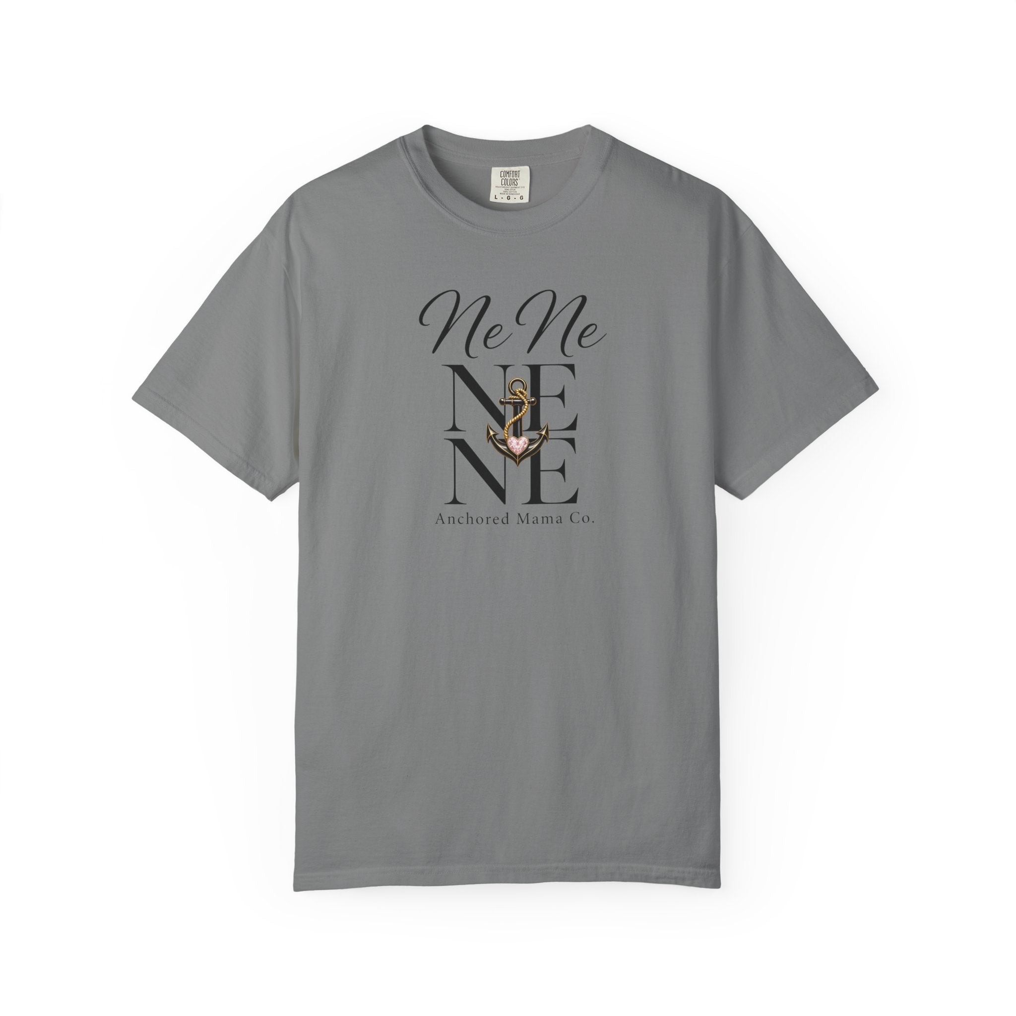 NeNe Script Monogram T-Shirt — Floral Anchor Mom Design