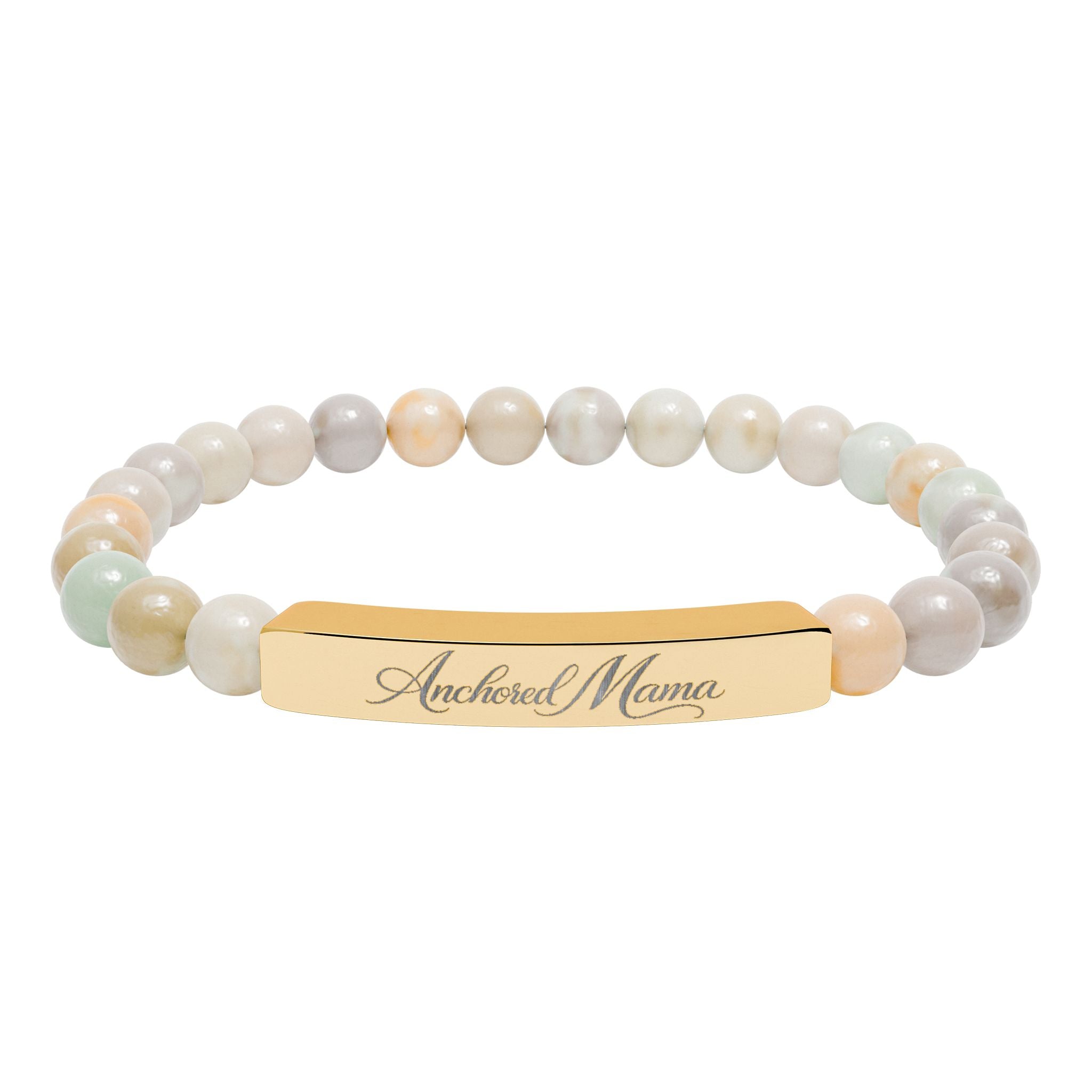 Engravable Natural Stone Stretch Bar Bracelet | Anchored Mama Co.