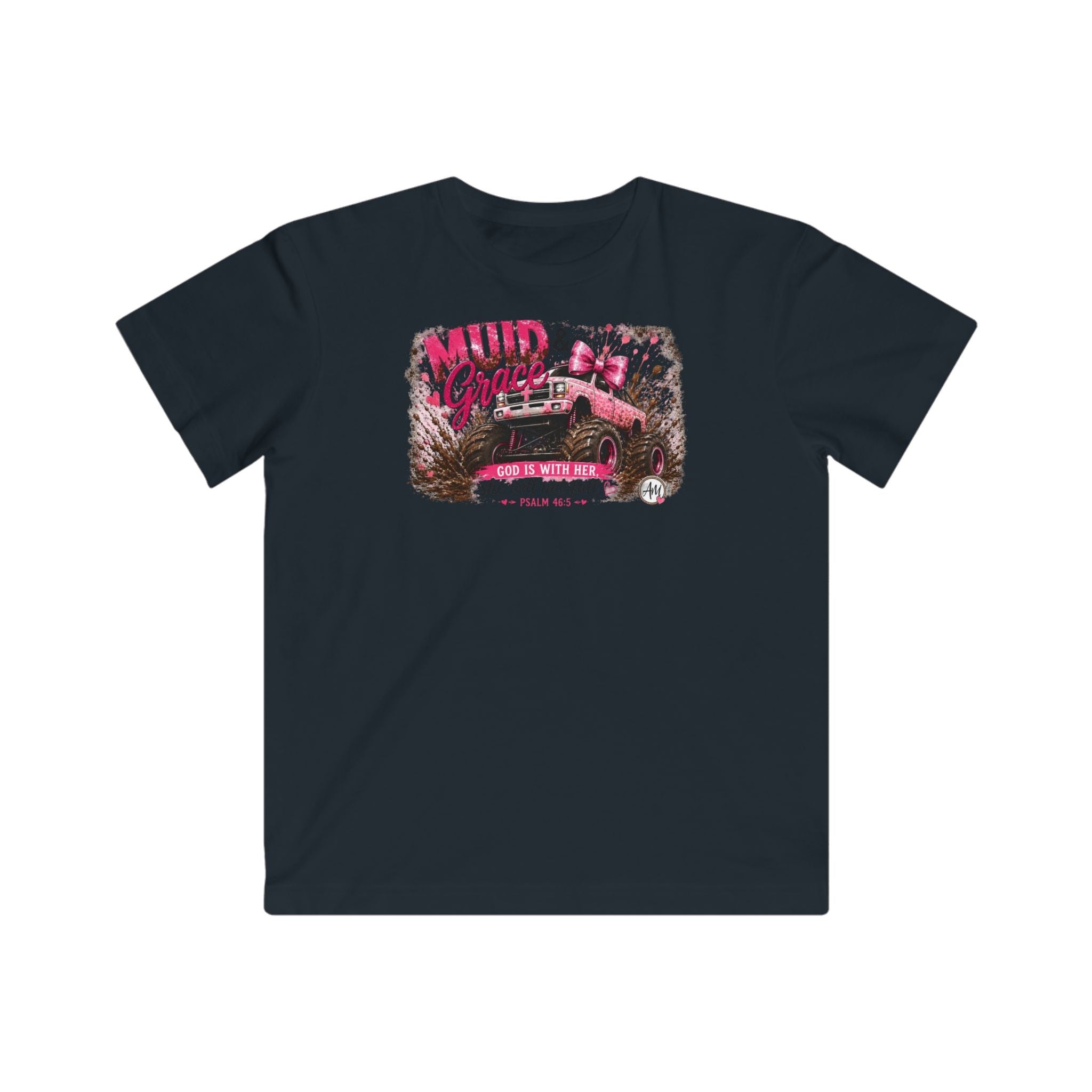 Kids Mud & Gracie Off‑Road Truck Tee — Pink Girls’ Dirt Bike Adventure Shirt