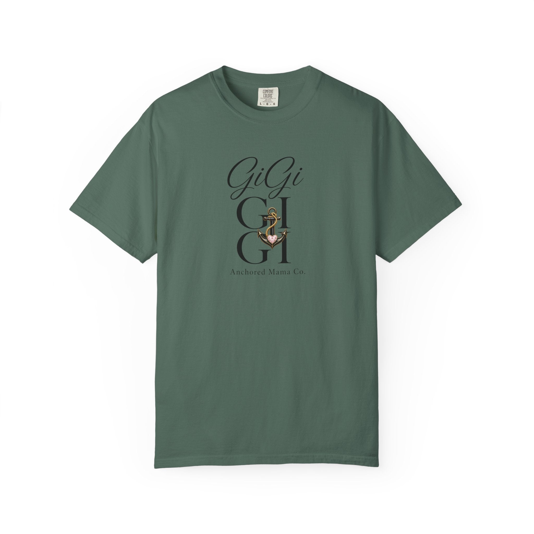 GiGi Monogram Graphic T‑Shirt — Vintage Neutral Tee with Script Logo