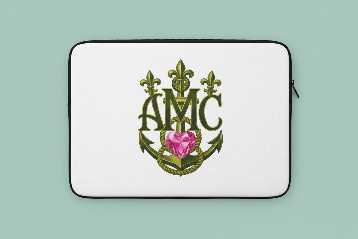 Anchor Heart Laptop Sleeve – Nautical Monogram A&C Protective Case