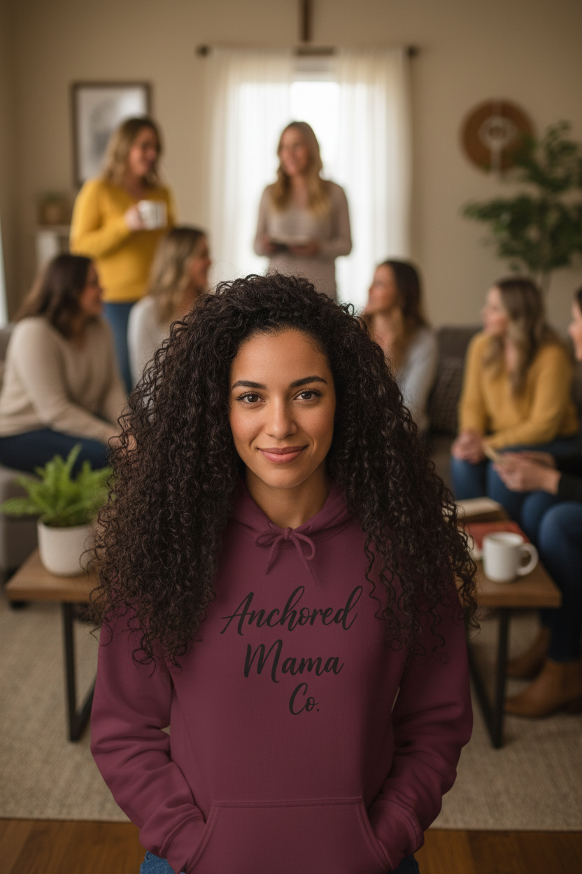 Anchored Mama Co. Hoodie — Cozy Mom Graphic Hoodie