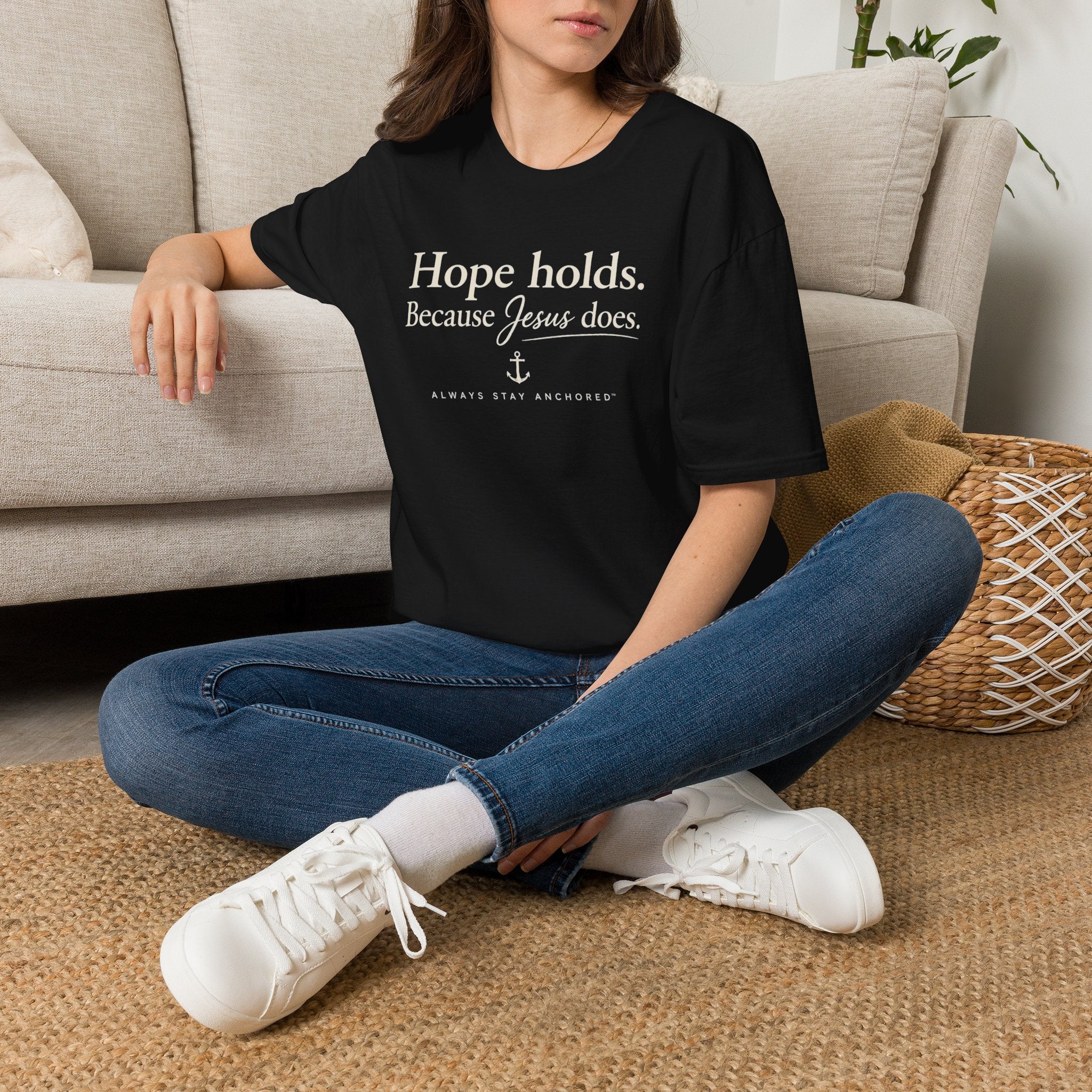Faith T-Shirt — "Hope Holds. Because Jesus Does." Inspirational Christian Tee