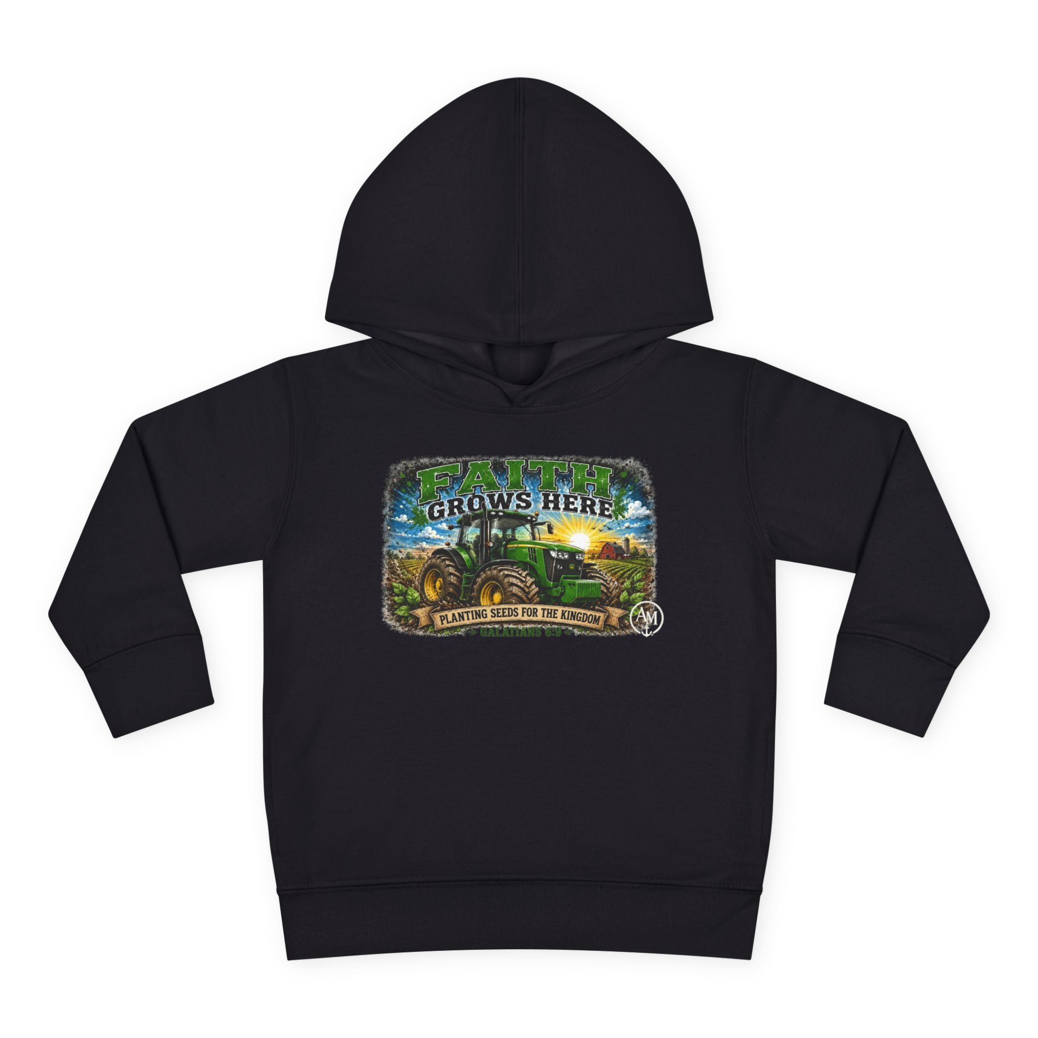 Toddler Hoodie — "Faith Grows Here" Tractor Farm Pullover
