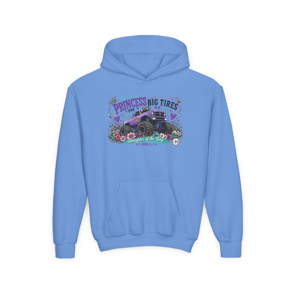 Youth Hoodie - "Princess of Big Tires" Monster Truck Floral Graphic